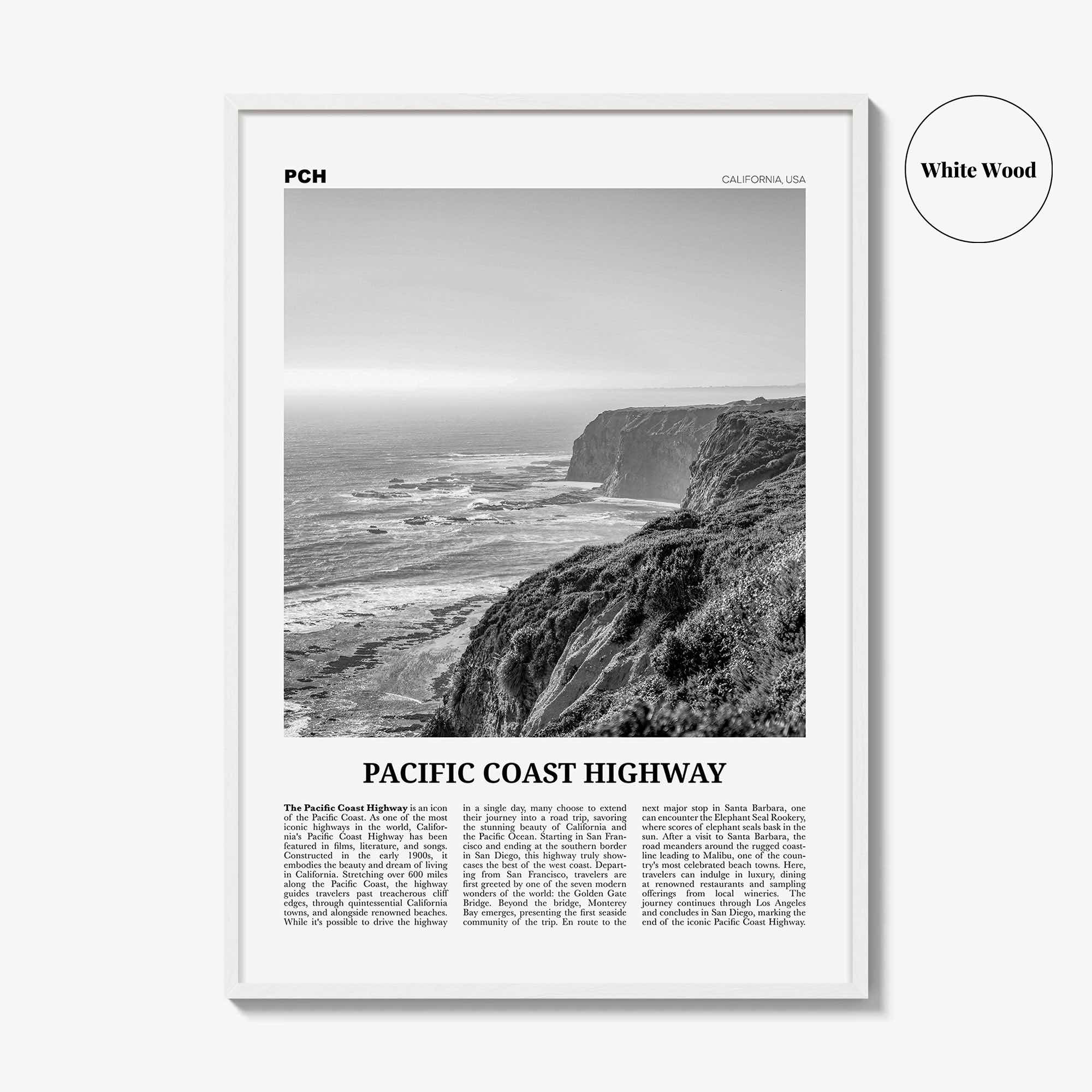 Pacific Coast Highway Print Black and White No 1, Pacific Coast Highway Wall Art, Pacific Coast Highway Poster, Pacific Coast Highway Photo