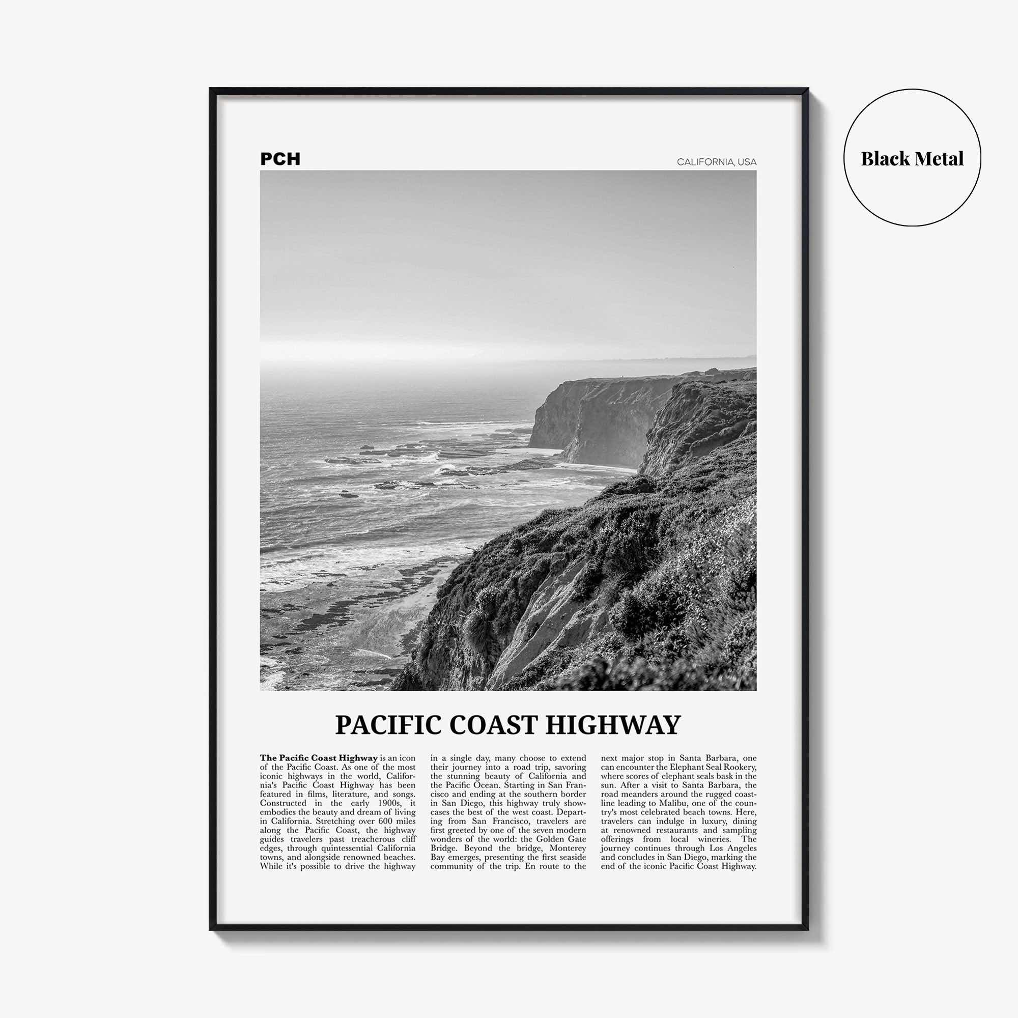 Pacific Coast Highway Print Black and White No 1, Pacific Coast Highway Wall Art, Pacific Coast Highway Poster, Pacific Coast Highway Photo