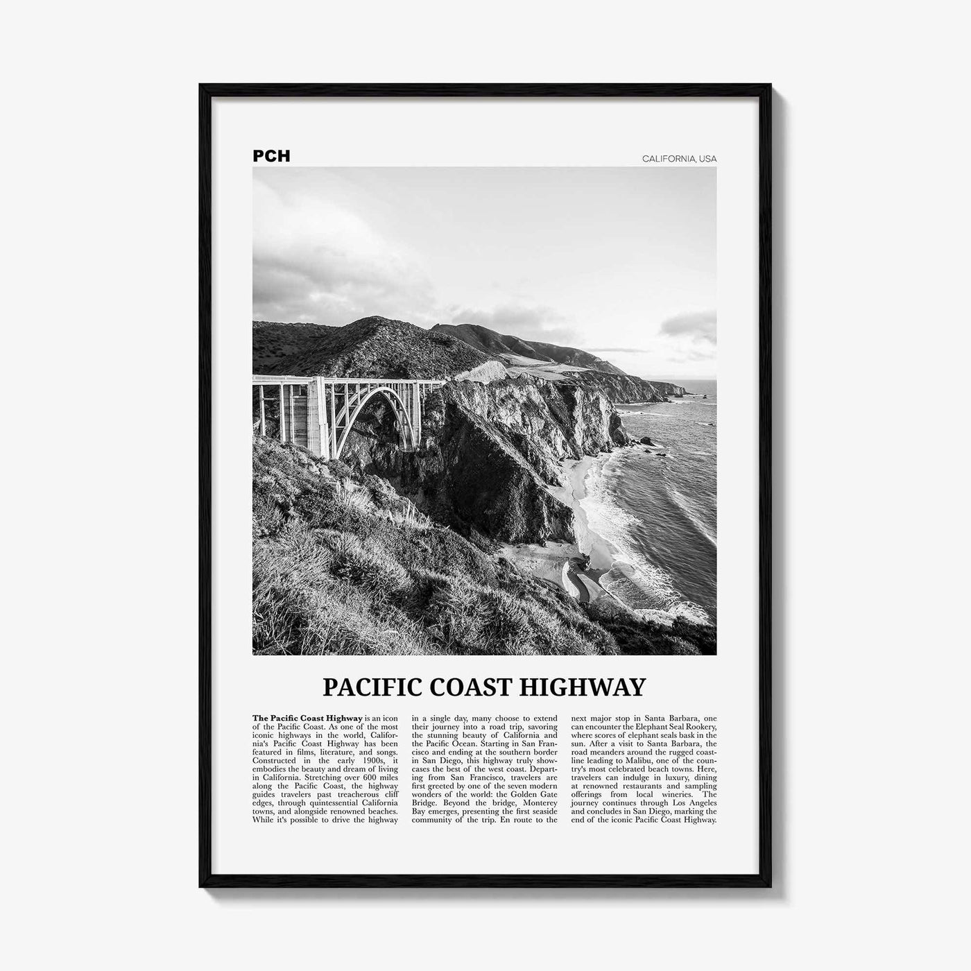 Pacific Coast Highway Print Black and White No 2, Pacific Coast Highway Wall Art, Pacific Coast Highway Poster, Pacific Coast Highway Photo