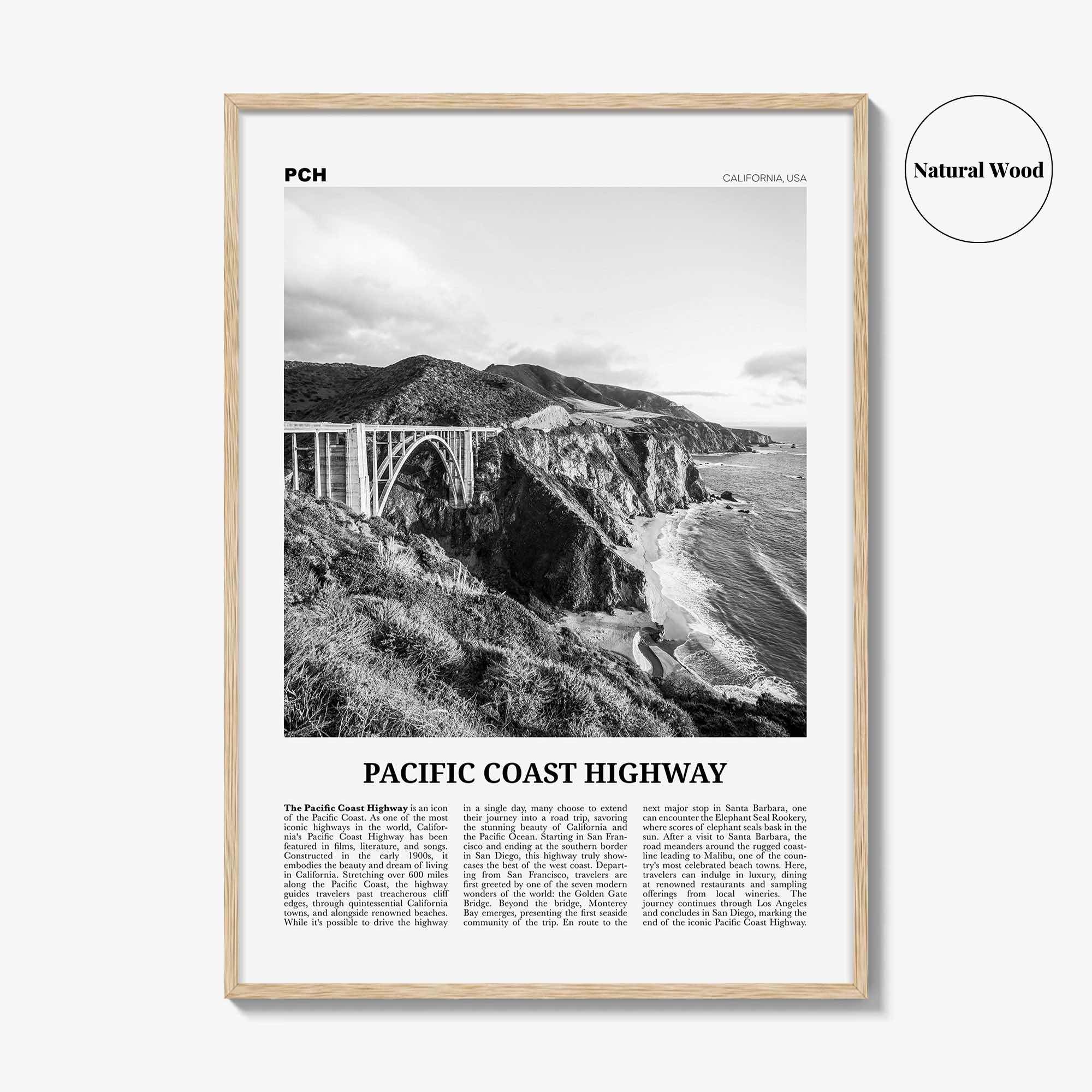 Pacific Coast Highway Print Black and White No 2, Pacific Coast Highway Wall Art, Pacific Coast Highway Poster, Pacific Coast Highway Photo