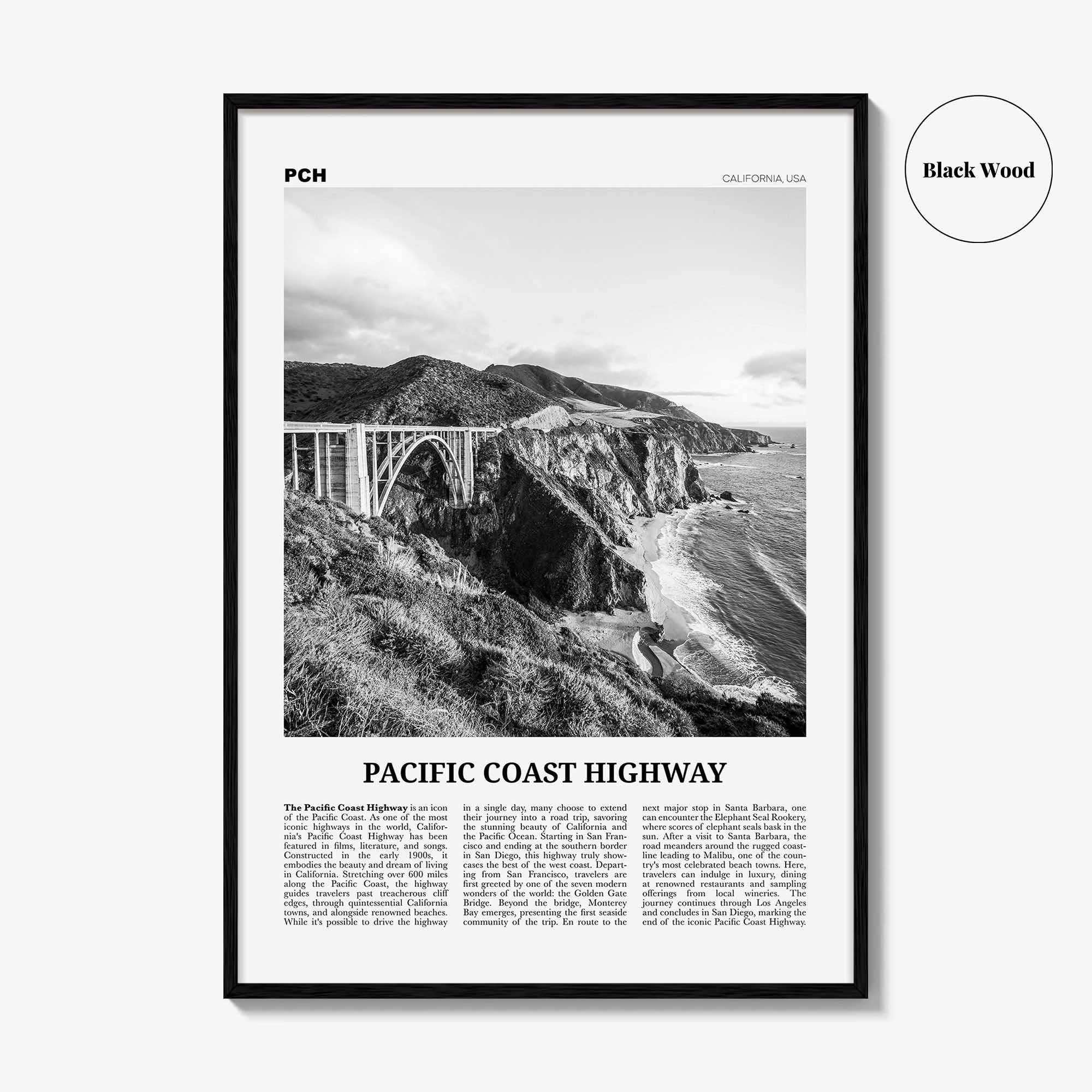 Pacific Coast Highway Print Black and White No 2, Pacific Coast Highway Wall Art, Pacific Coast Highway Poster, Pacific Coast Highway Photo