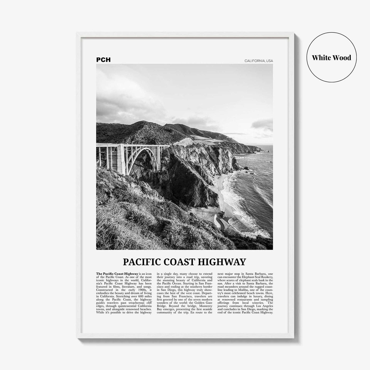 Pacific Coast Highway Print Black and White No 2, Pacific Coast Highway Wall Art, Pacific Coast Highway Poster, Pacific Coast Highway Photo