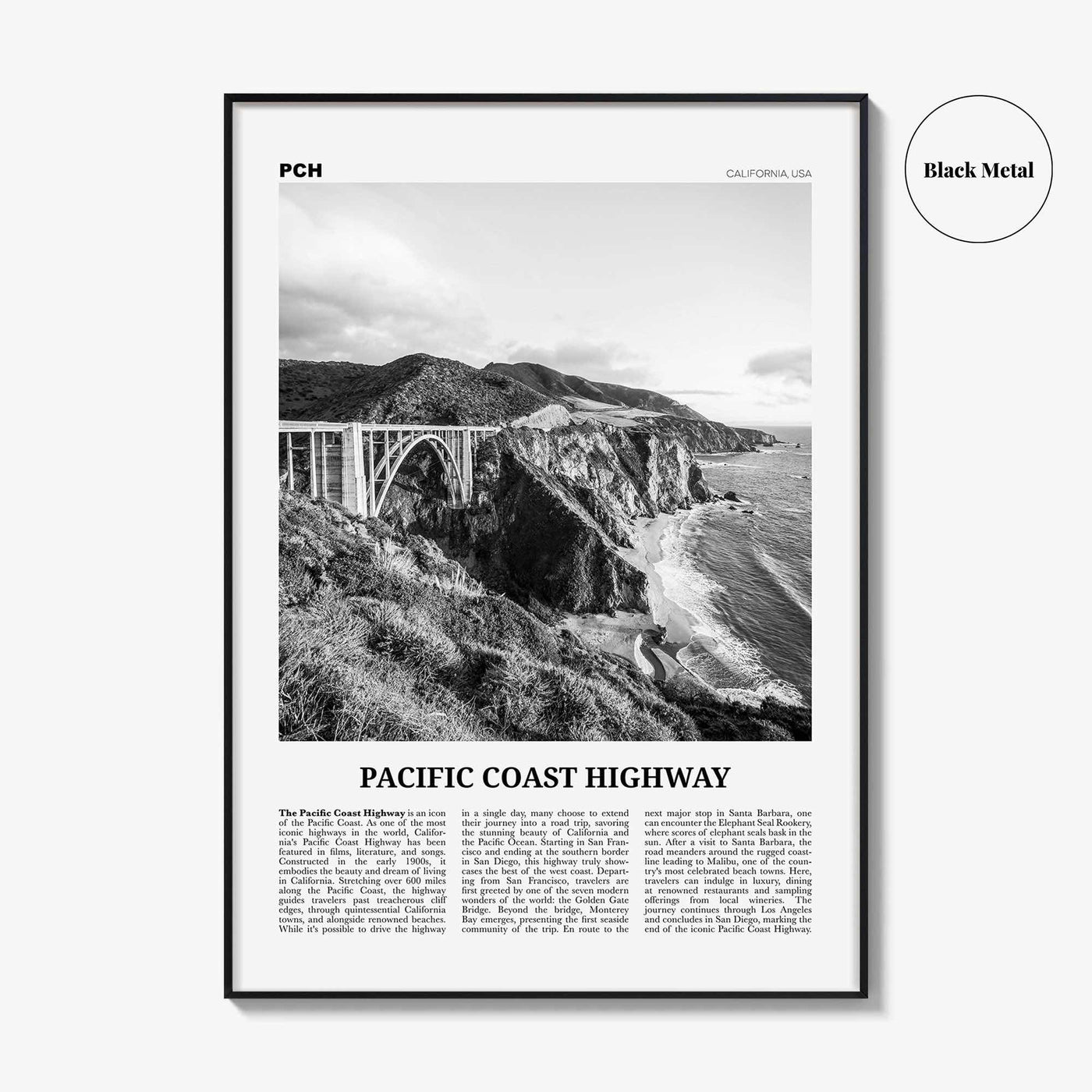 Pacific Coast Highway Print Black and White No 2, Pacific Coast Highway Wall Art, Pacific Coast Highway Poster, Pacific Coast Highway Photo