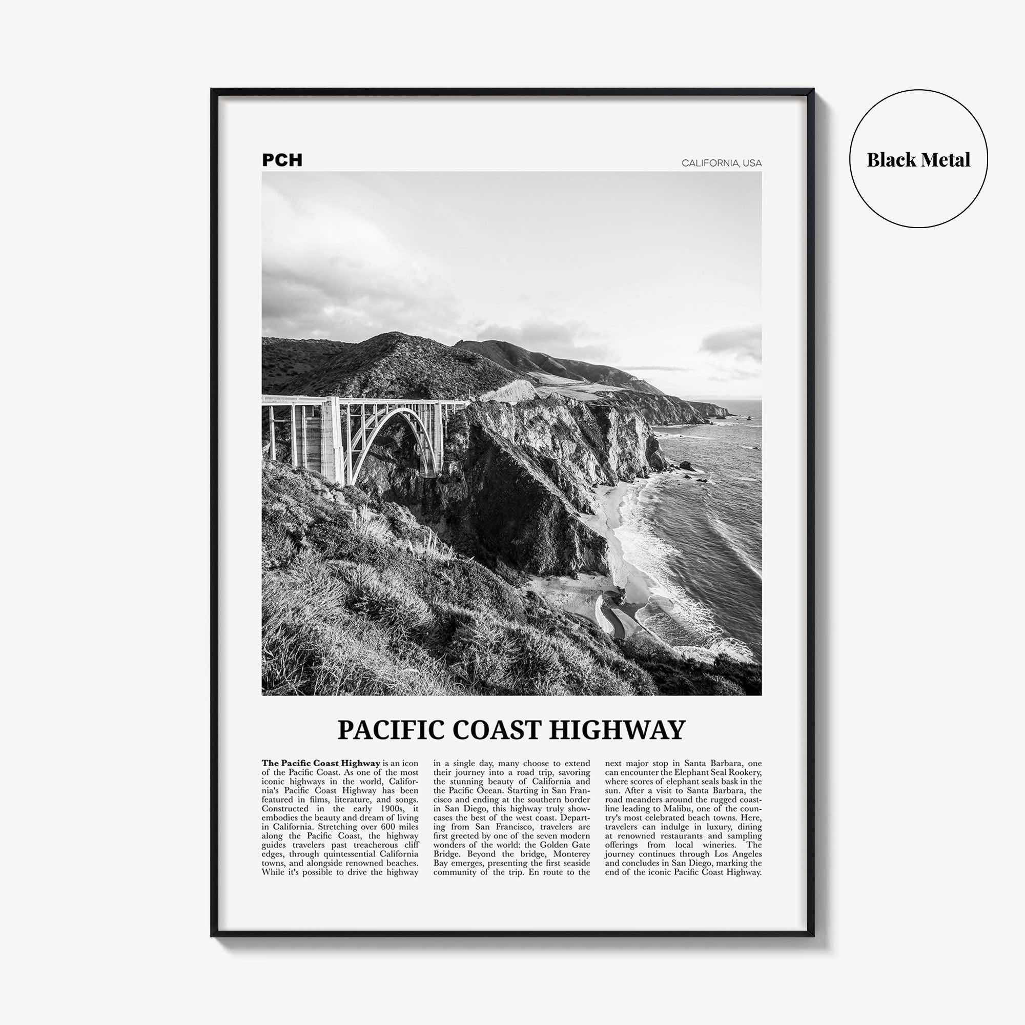 Pacific Coast Highway Print Black and White No 2, Pacific Coast Highway Wall Art, Pacific Coast Highway Poster, Pacific Coast Highway Photo