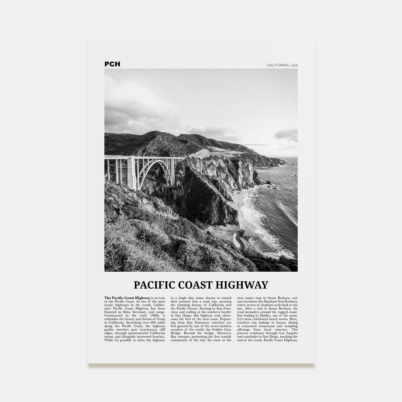 Pacific Coast Highway Travel B&W No 2 Poster