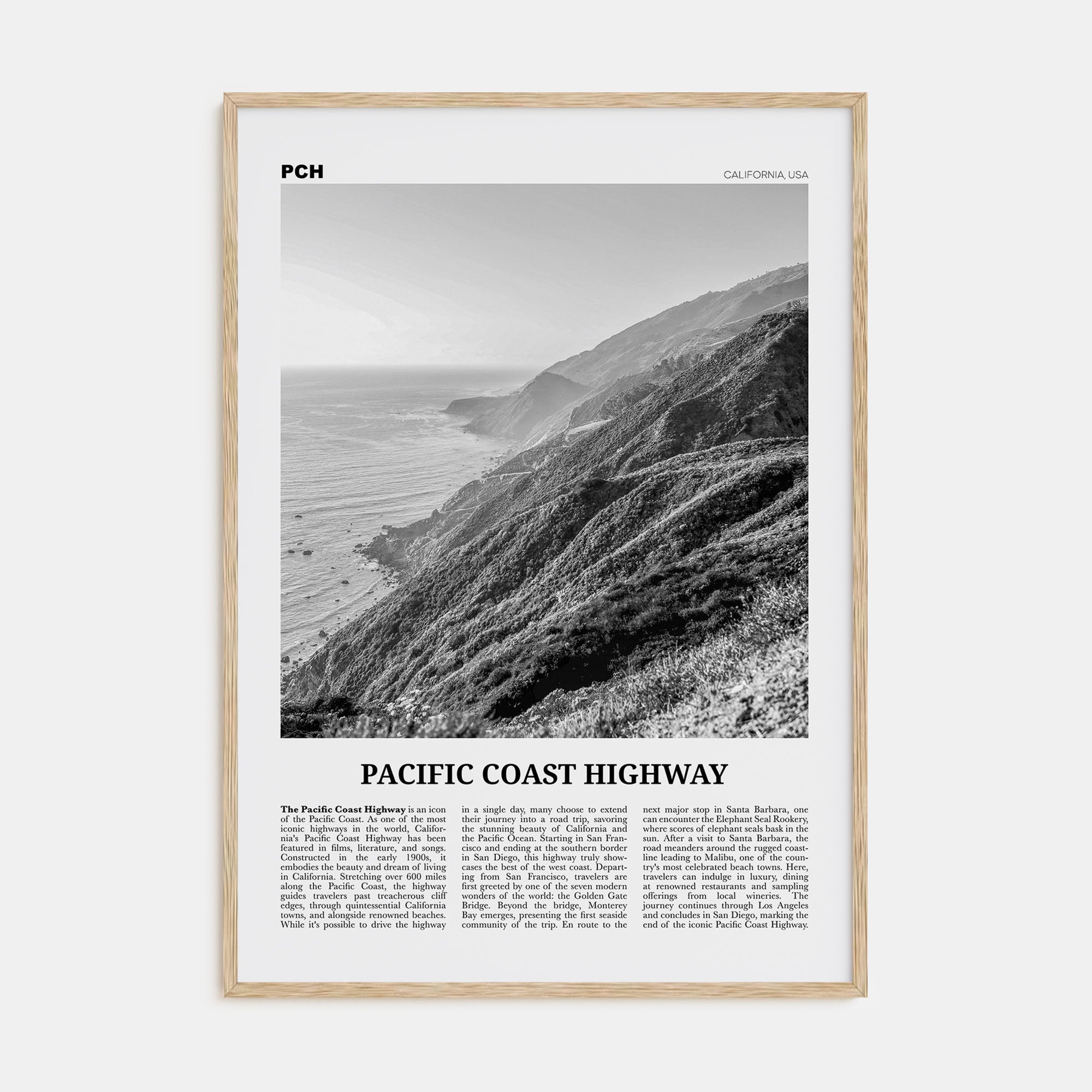 Pacific Coast Highway Travel B&W No 3 Poster