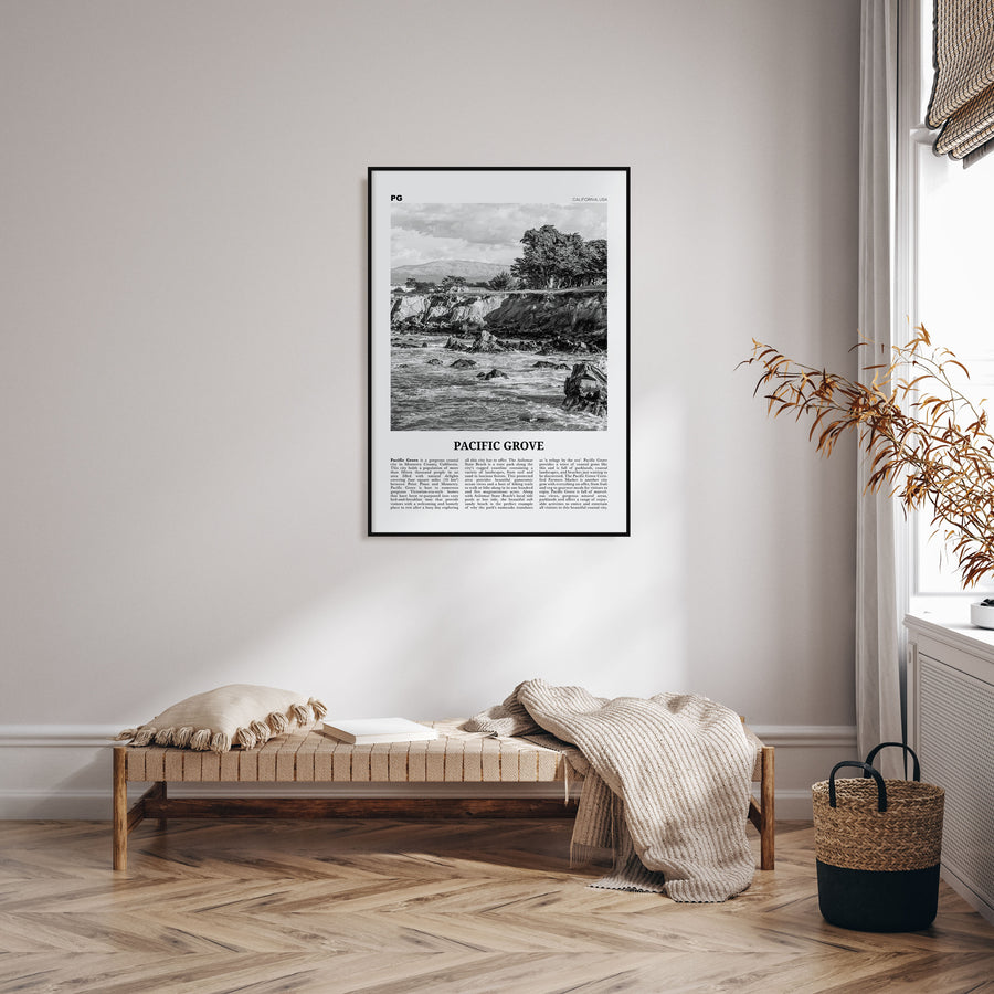 Pacific Grove Travel B&W Poster