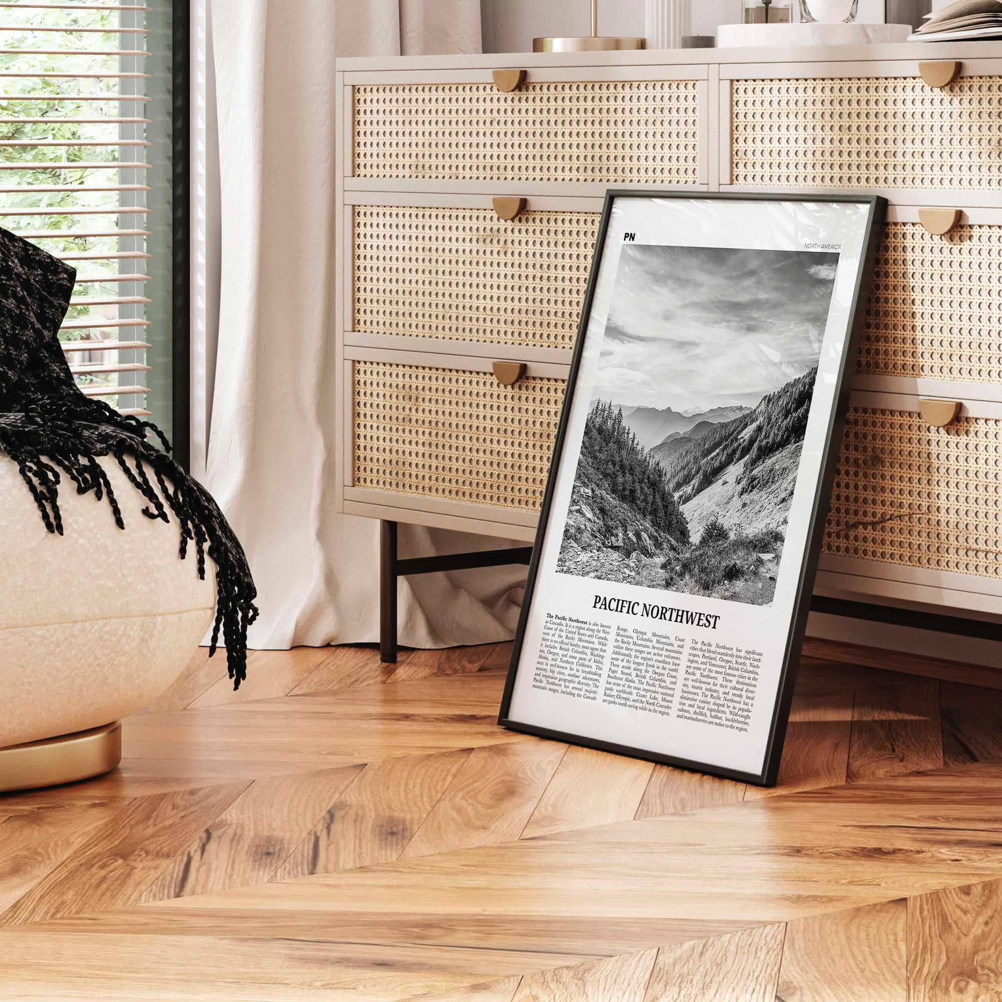 Pacific Northwest Print Black and White, Pacific Northwest Wall Art, Pacific Northwest Poster, Pacific Northwest Photo Pacific Northwest Map