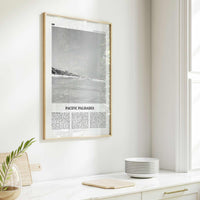 Pacific Palisades Print Black and White, Pacific Palisades Wall Art, Pacific Palisades Poster, Pacific Palisades Photo, California, USA