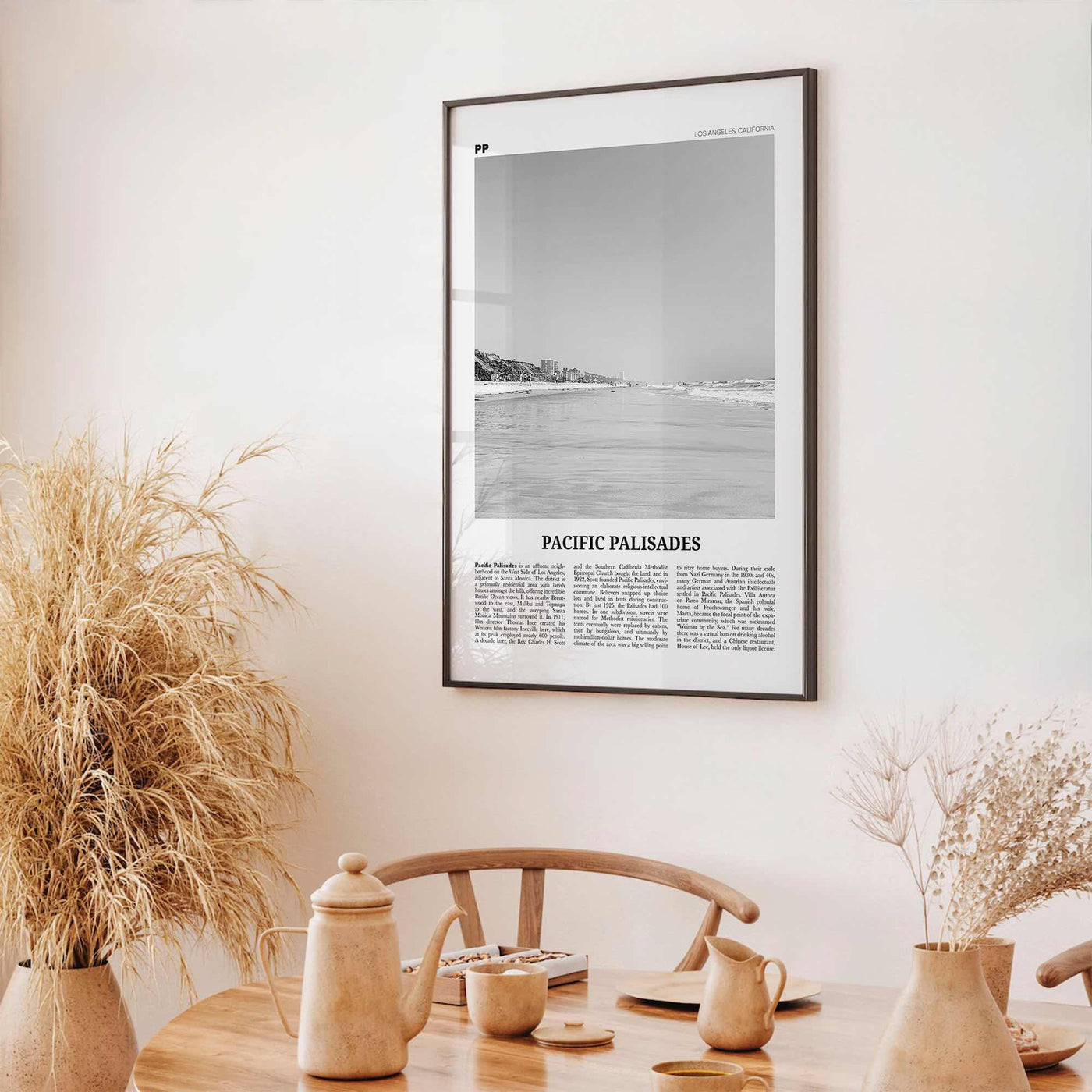 Pacific Palisades Print Black and White, Pacific Palisades Wall Art, Pacific Palisades Poster, Pacific Palisades Photo, California, USA