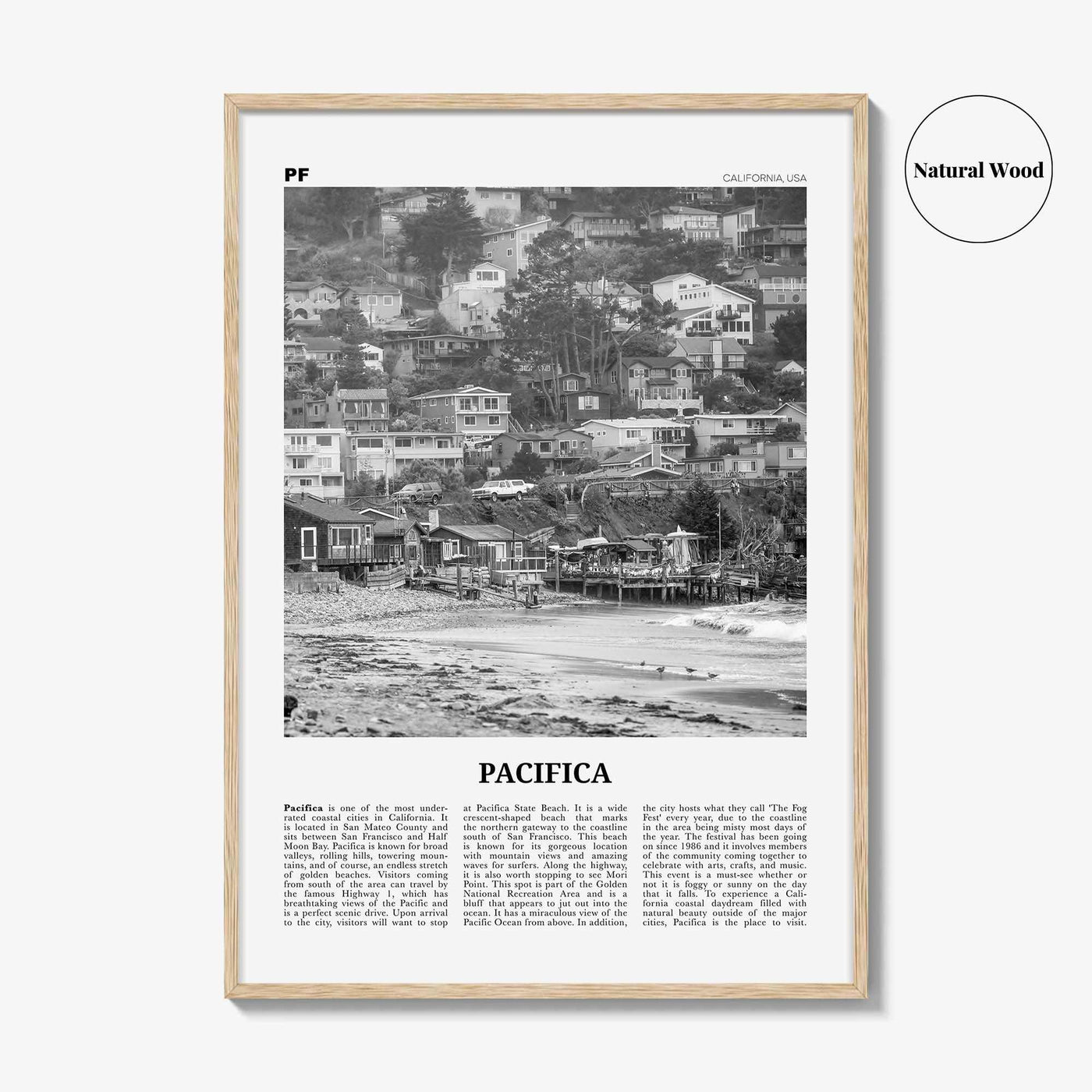 Pacifica Print Black and White No 1, Pacifica Wall Art, Pacifica Poster, Pacifica Photo, California, USA, United States
