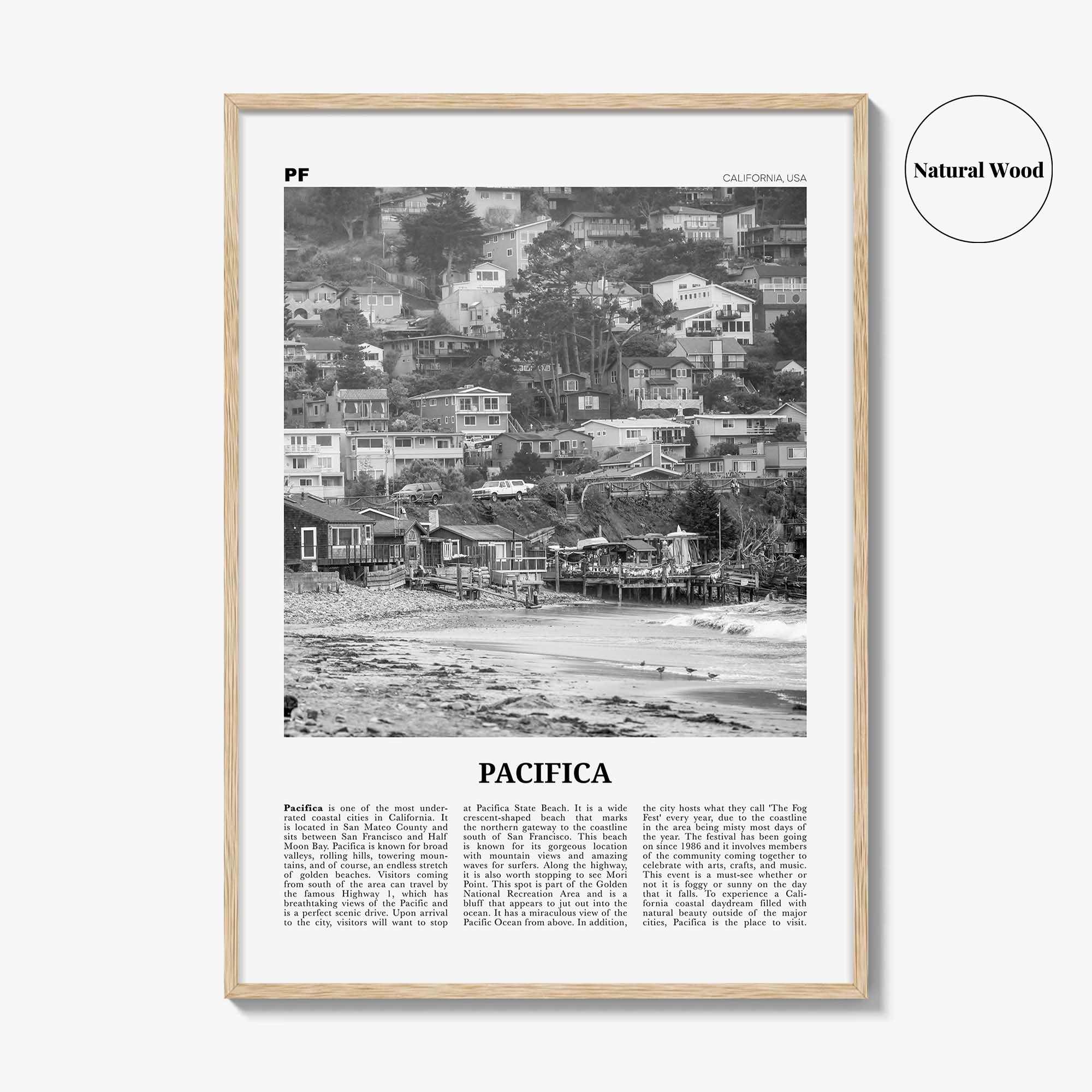 Pacifica Print Black and White No 1, Pacifica Wall Art, Pacifica Poster, Pacifica Photo, California, USA, United States
