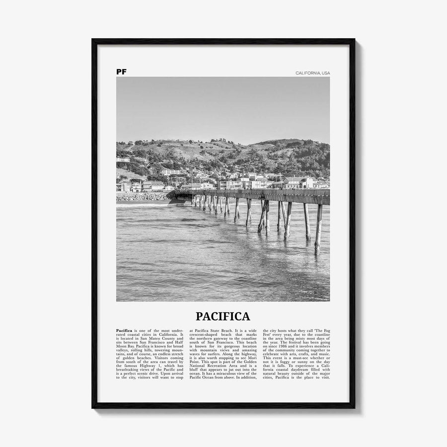 Pacifica Print Black and White No 2, Pacifica Wall Art, Pacifica Poster, Pacifica Photo, California, USA, United States