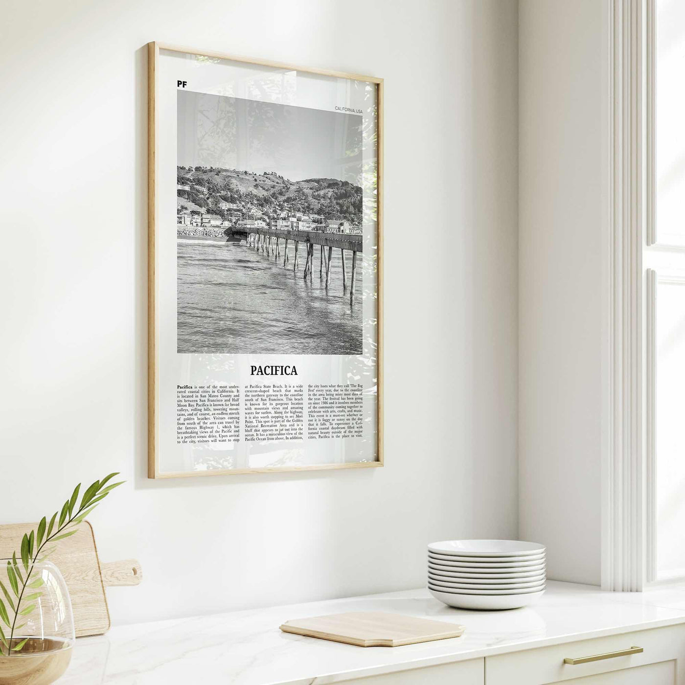 Pacifica Print Black and White No 2, Pacifica Wall Art, Pacifica Poster, Pacifica Photo, California, USA, United States