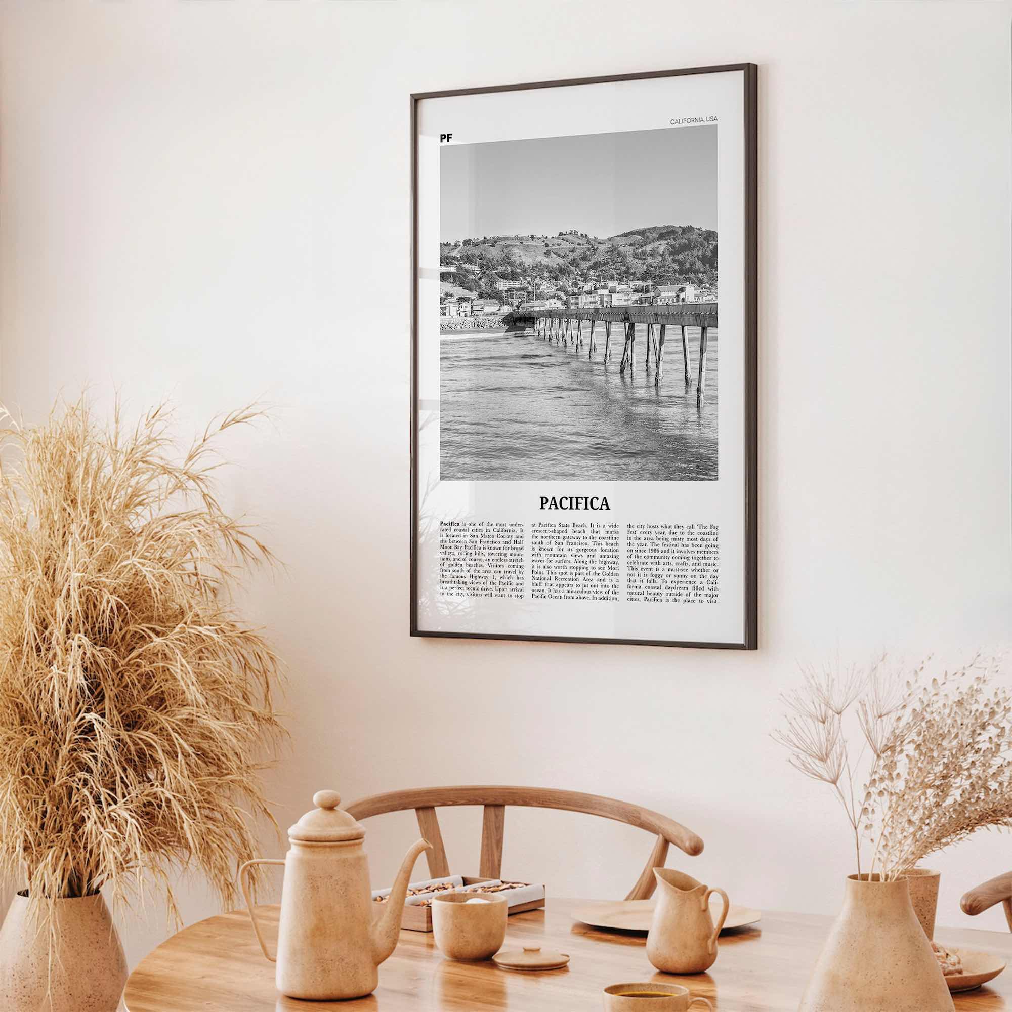 Pacifica Print Black and White No 2, Pacifica Wall Art, Pacifica Poster, Pacifica Photo, California, USA, United States