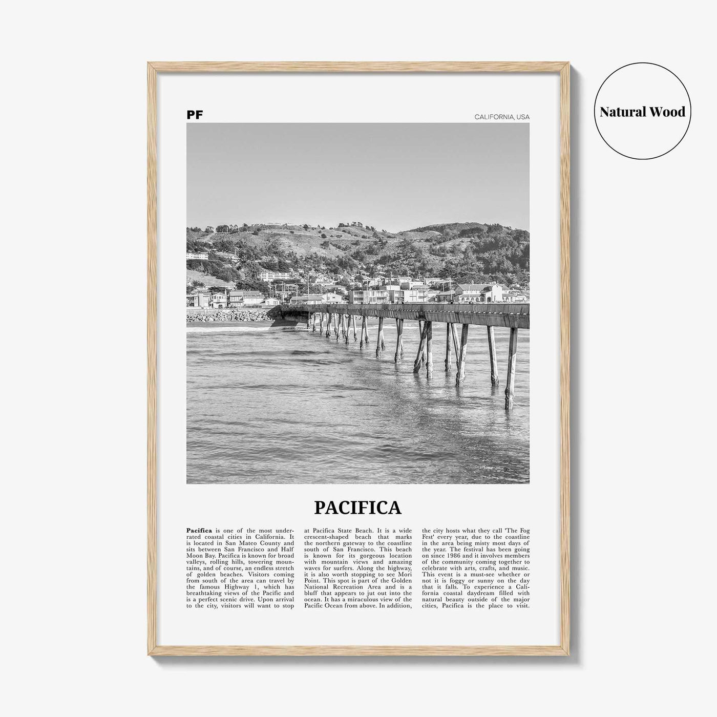 Pacifica Print Black and White No 2, Pacifica Wall Art, Pacifica Poster, Pacifica Photo, California, USA, United States