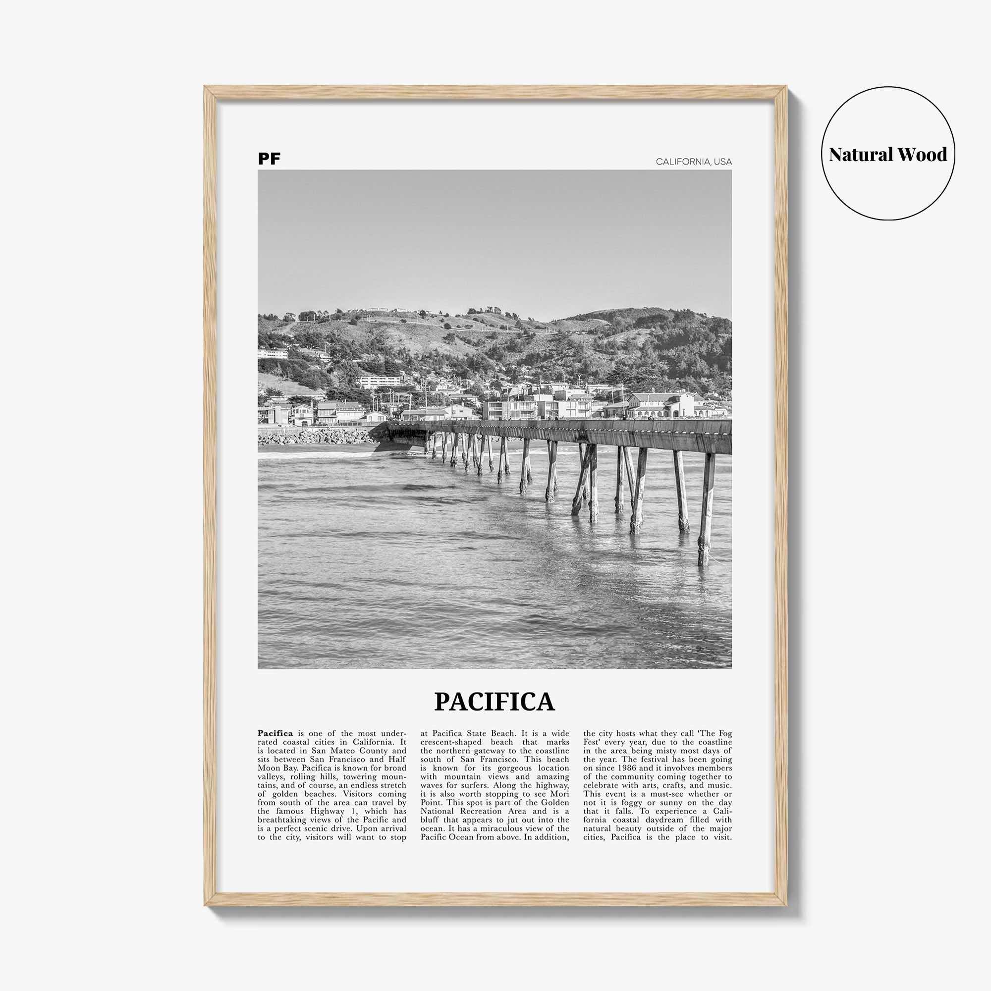 Pacifica Print Black and White No 2, Pacifica Wall Art, Pacifica Poster, Pacifica Photo, California, USA, United States