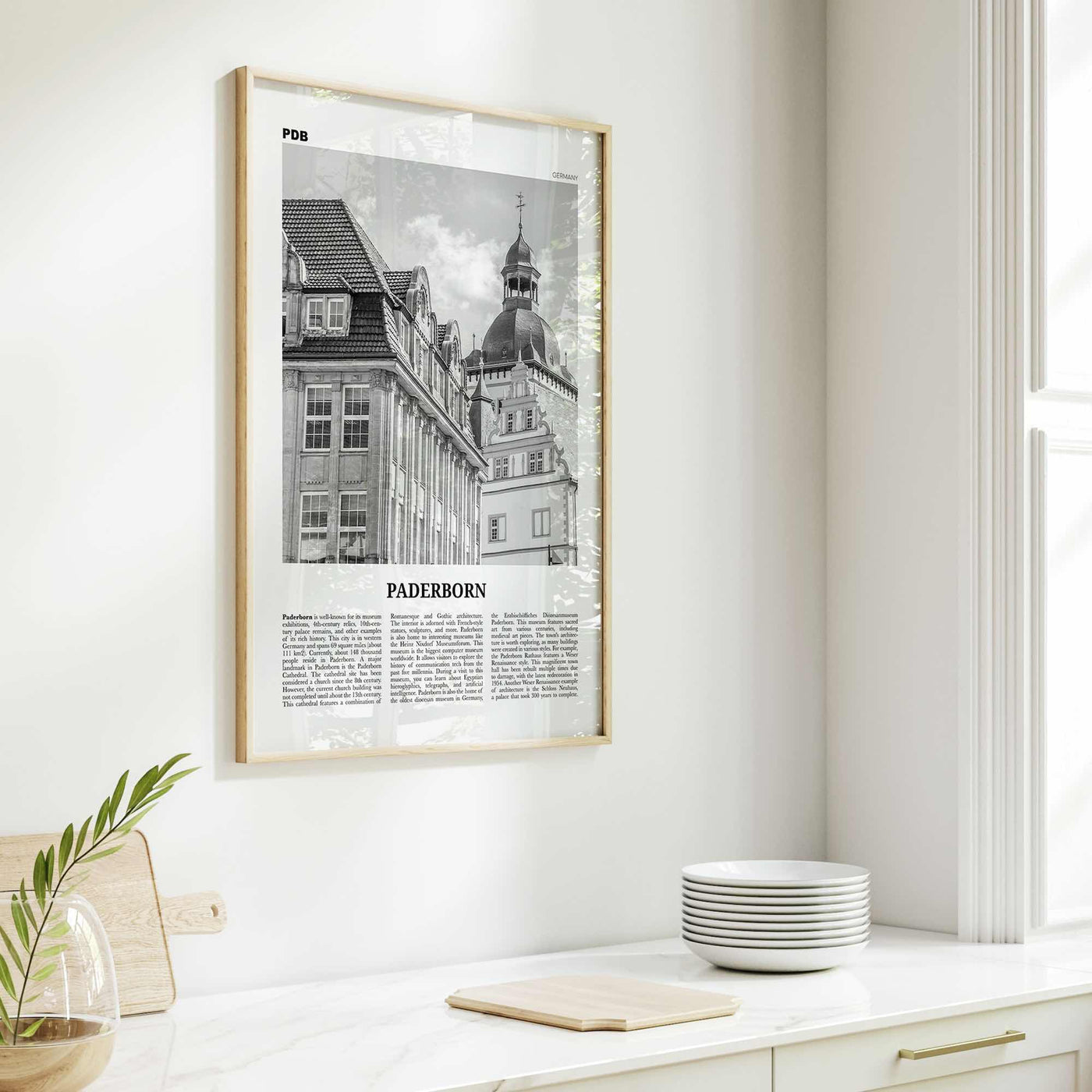 Paderborn Print Black and White, Paderborn Wall Art, Paderborn Poster, Paderborn Photo, Paderborn Wall Décor, Paderborn Map, Germany