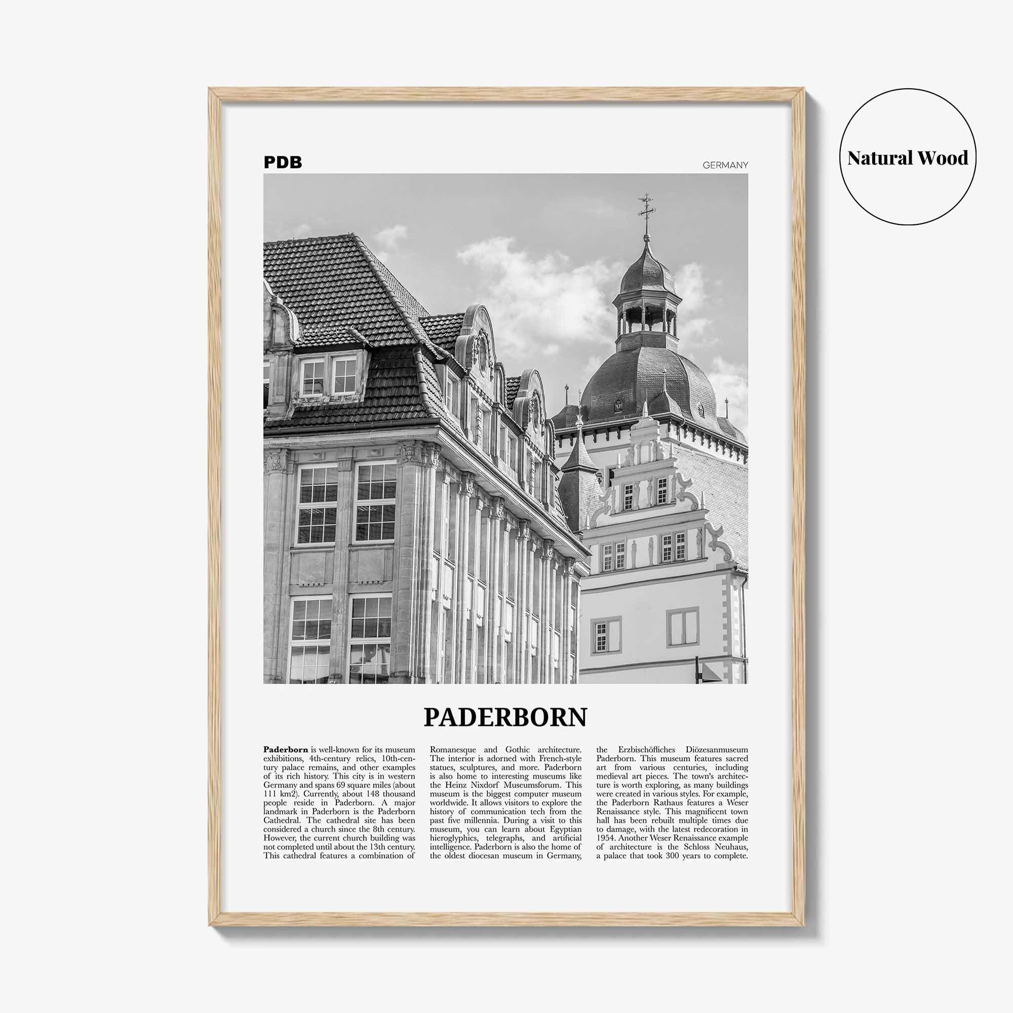Paderborn Print Black and White, Paderborn Wall Art, Paderborn Poster, Paderborn Photo, Paderborn Wall Décor, Paderborn Map, Germany