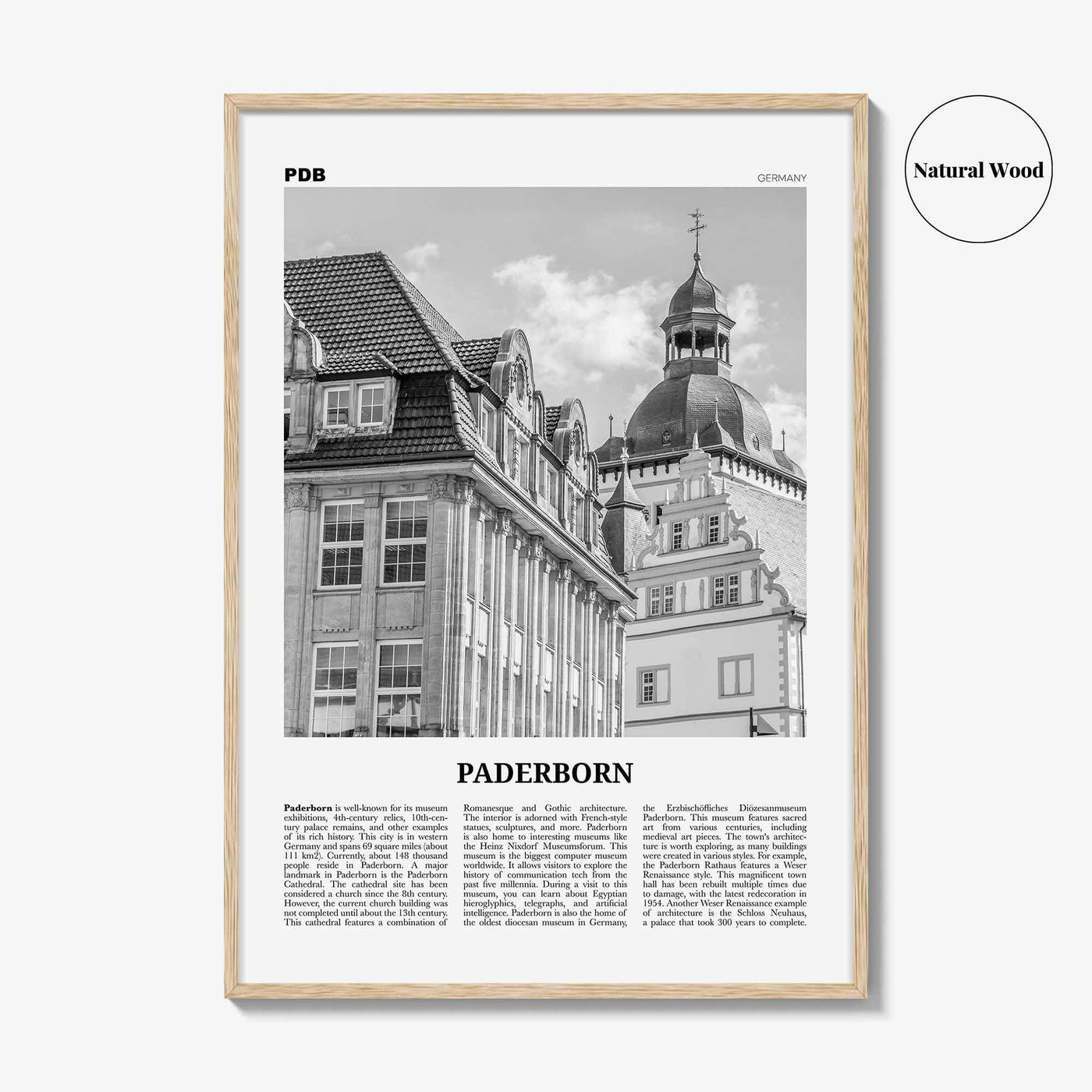 Paderborn Print Black and White, Paderborn Wall Art, Paderborn Poster, Paderborn Photo, Paderborn Wall Décor, Paderborn Map, Germany