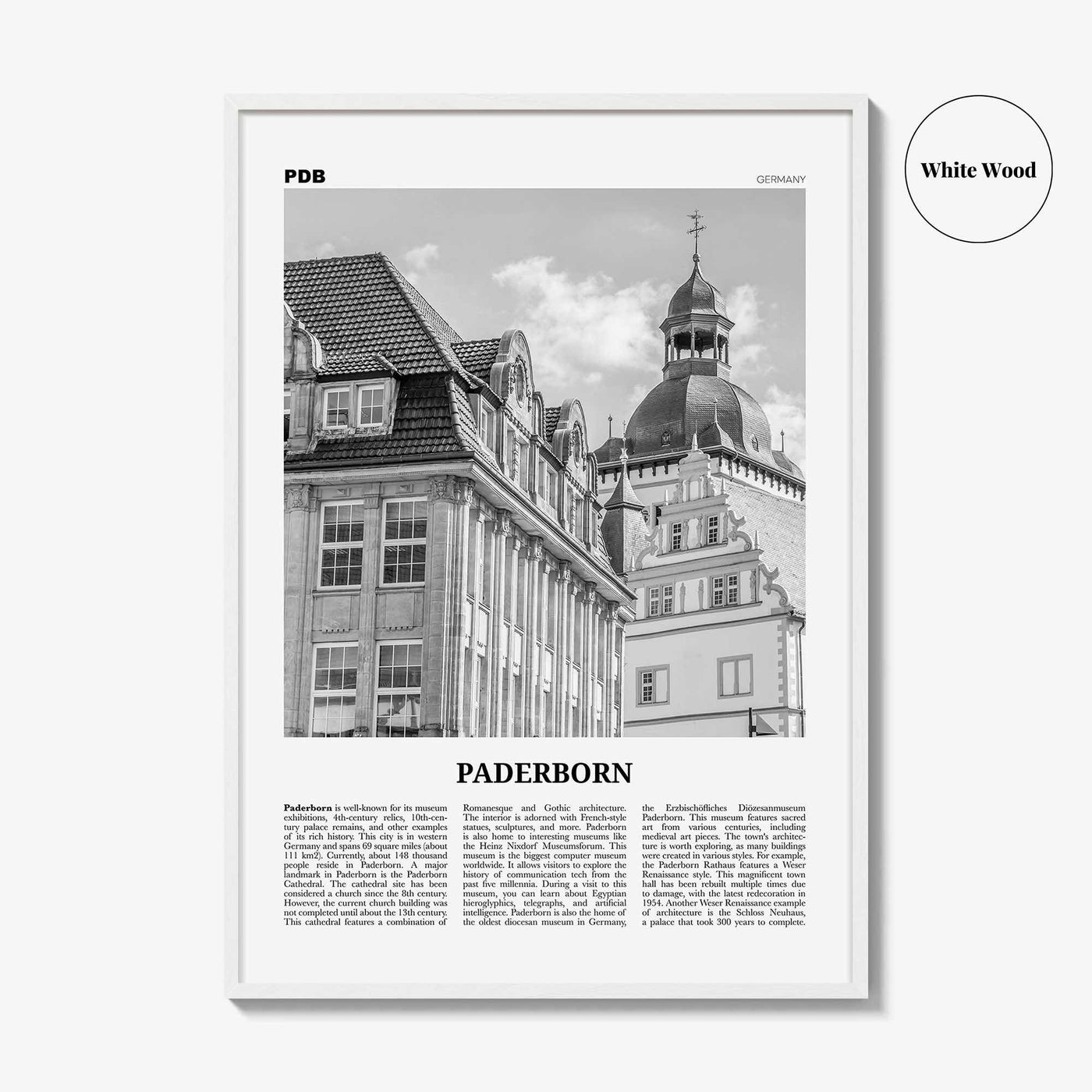 Paderborn Print Black and White, Paderborn Wall Art, Paderborn Poster, Paderborn Photo, Paderborn Wall Décor, Paderborn Map, Germany