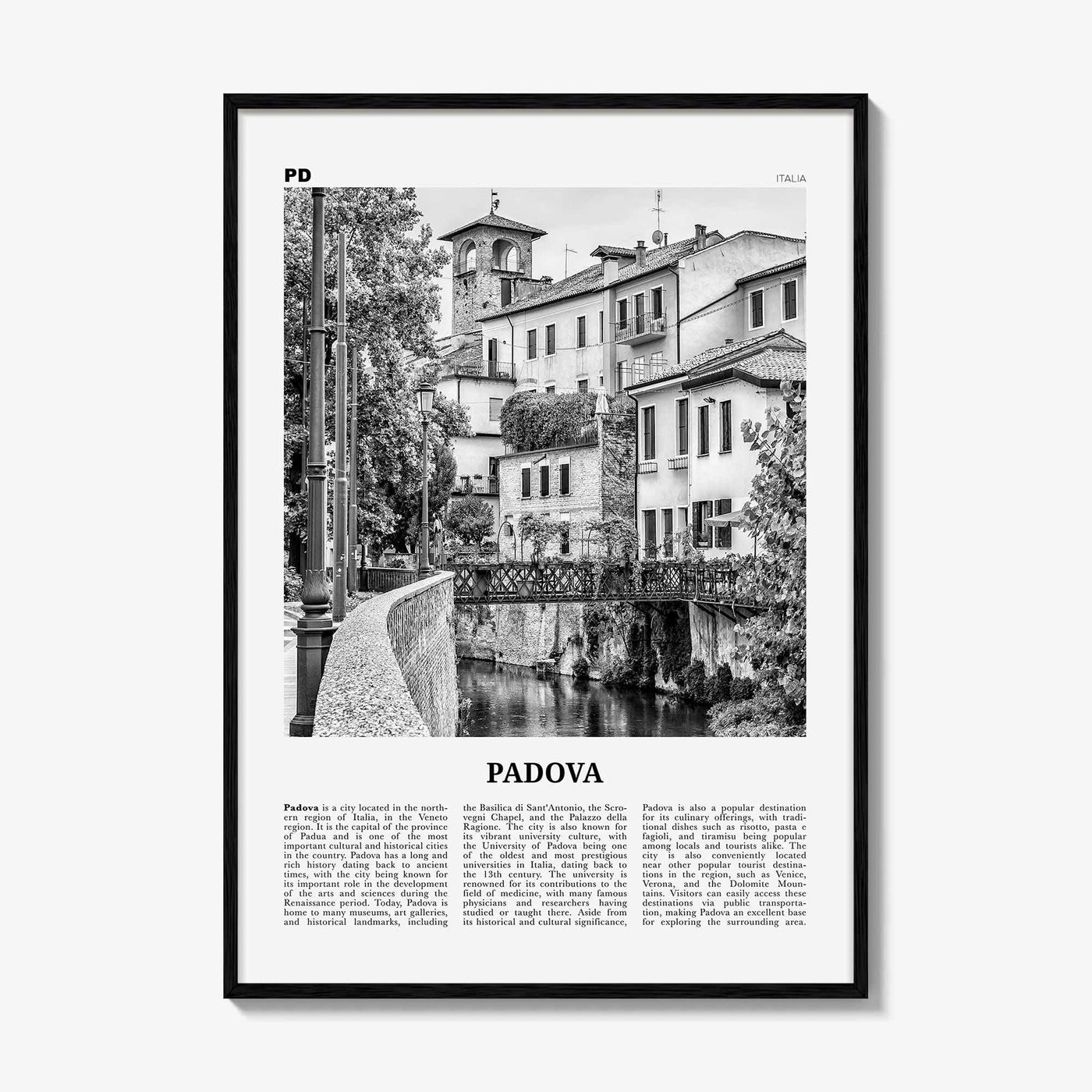 Padova Print Black and White, Padova Wall Art, Padova Poster, Padova Photo, Padova Wall Décor, Padova Map, Italia