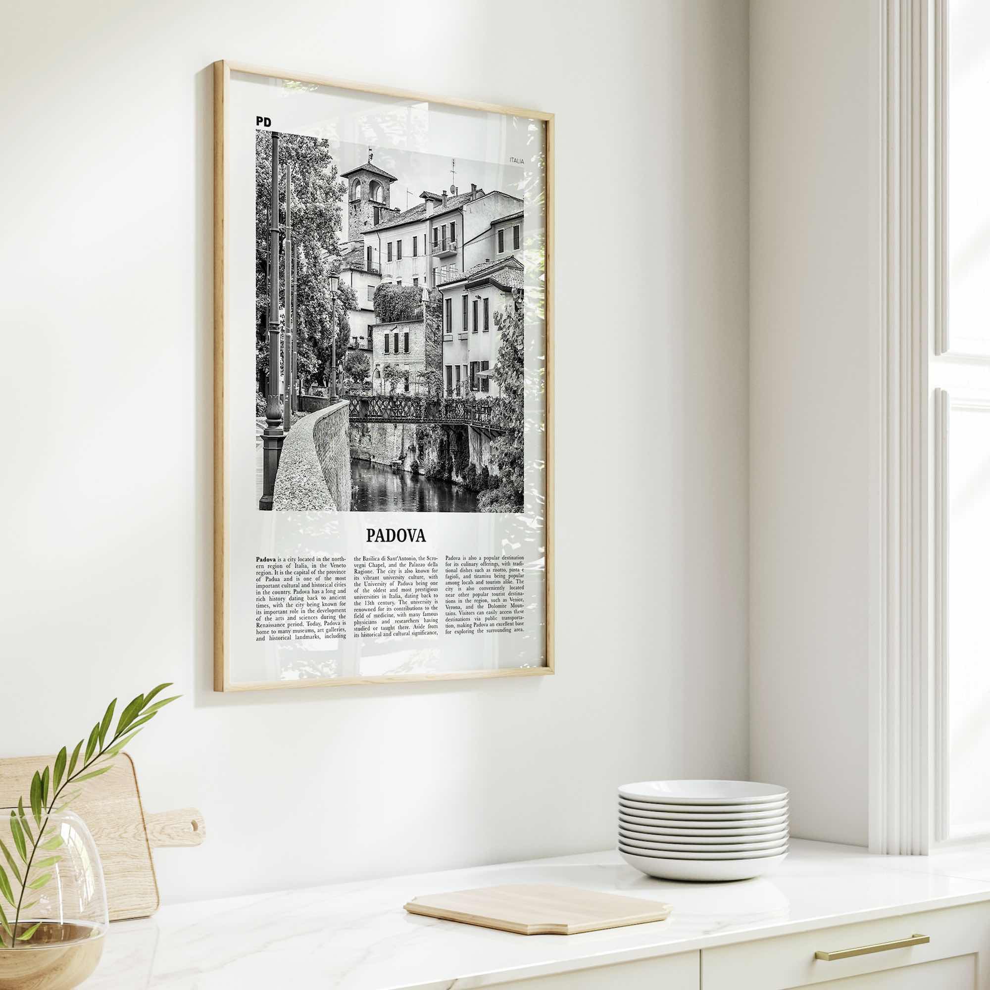 Padova Print Black and White, Padova Wall Art, Padova Poster, Padova Photo, Padova Wall Décor, Padova Map, Italia