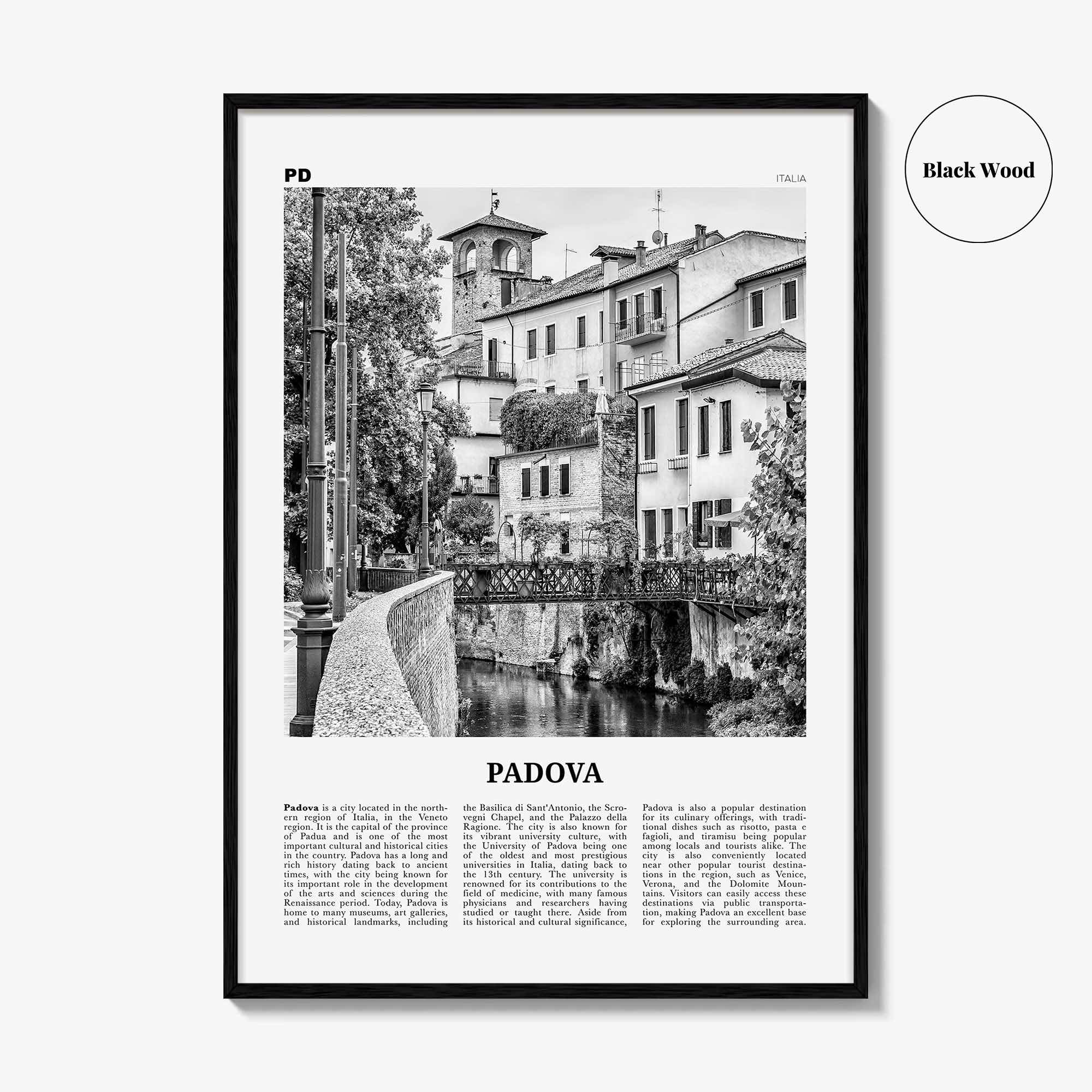Padova Print Black and White, Padova Wall Art, Padova Poster, Padova Photo, Padova Wall Décor, Padova Map, Italia