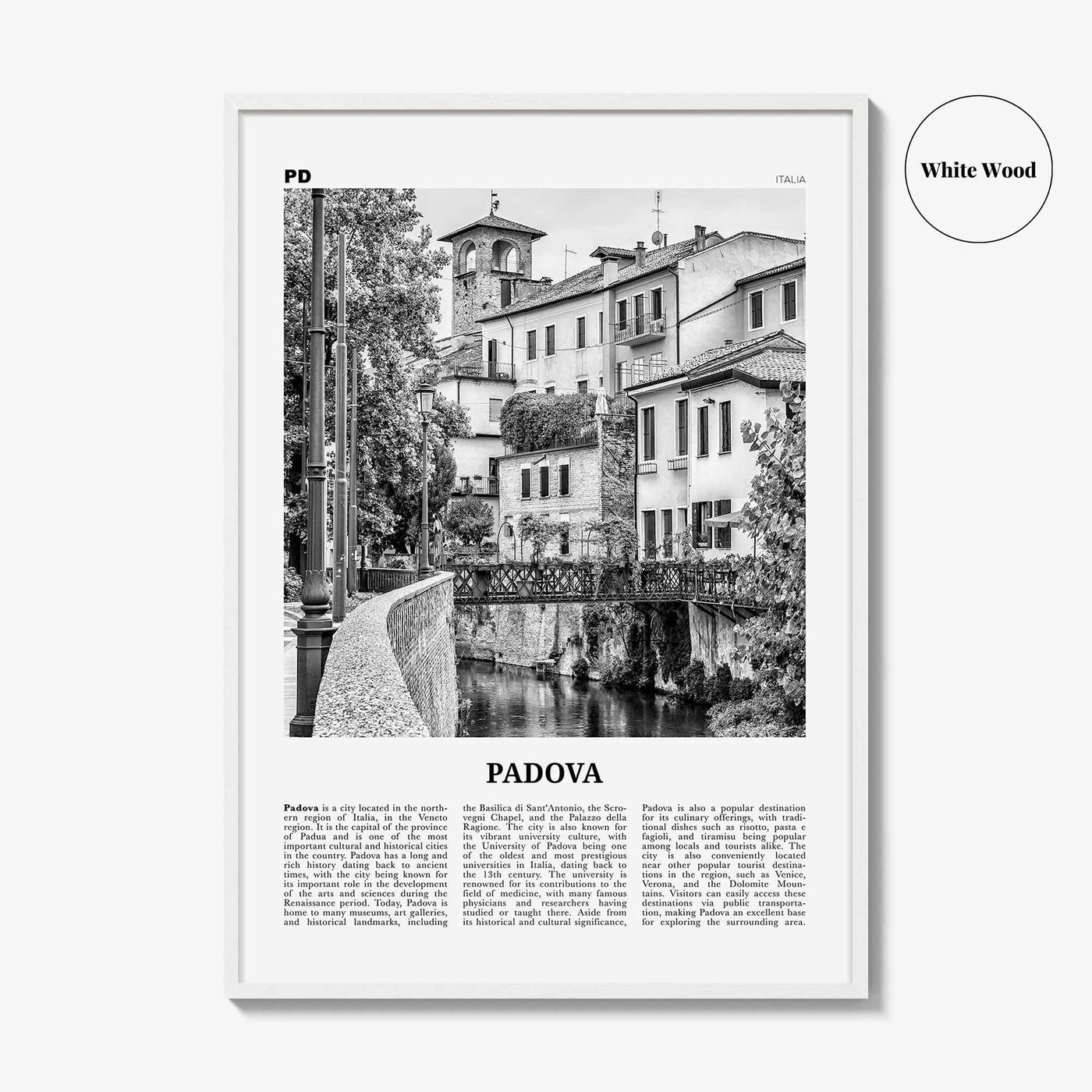 Padova Print Black and White, Padova Wall Art, Padova Poster, Padova Photo, Padova Wall Décor, Padova Map, Italia
