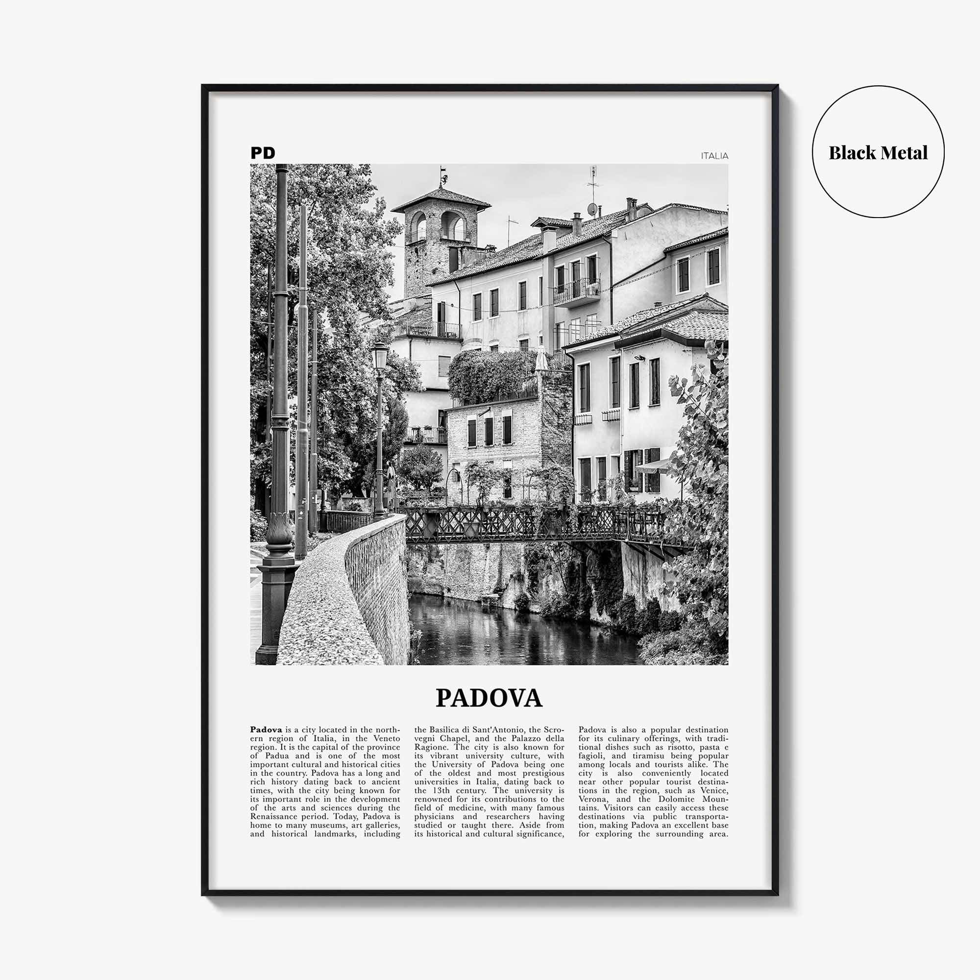 Padova Print Black and White, Padova Wall Art, Padova Poster, Padova Photo, Padova Wall Décor, Padova Map, Italia