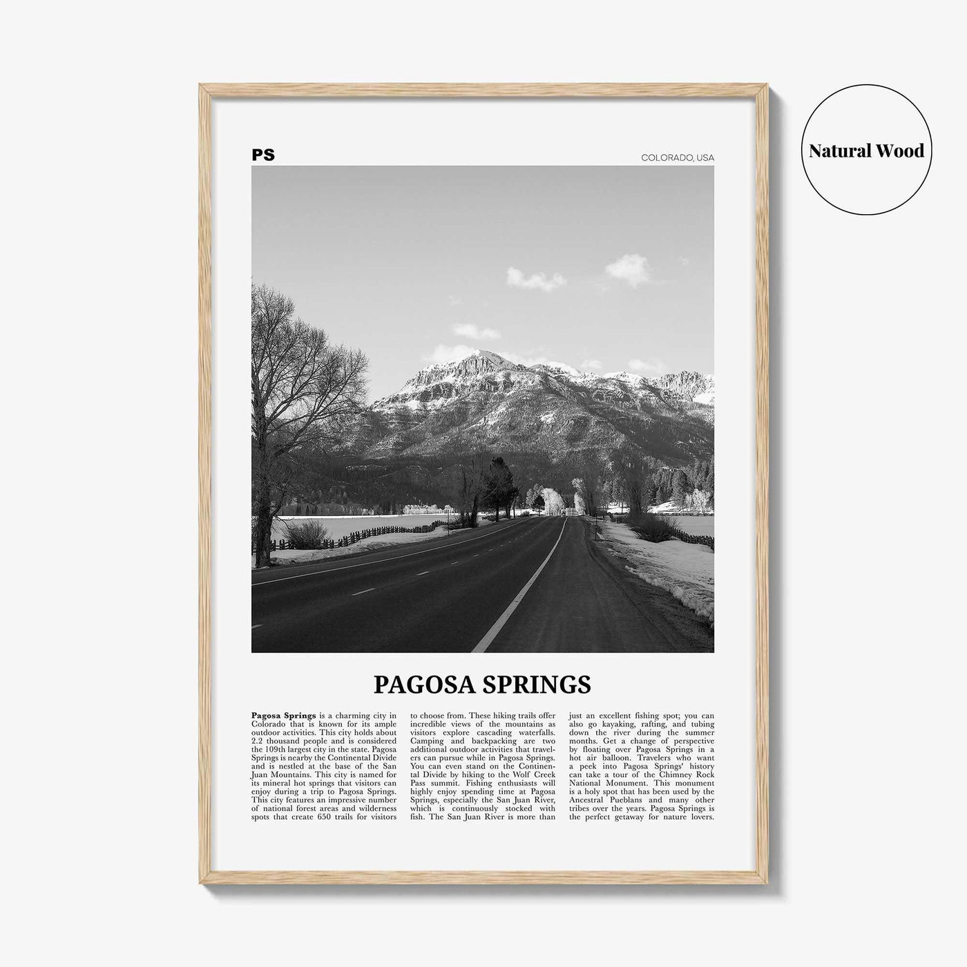 Pagosa Springs Print Black and White, Pagosa Springs Wall Art, Pagosa Springs Poster, Pagosa Springs Photo, Colorado, USA
