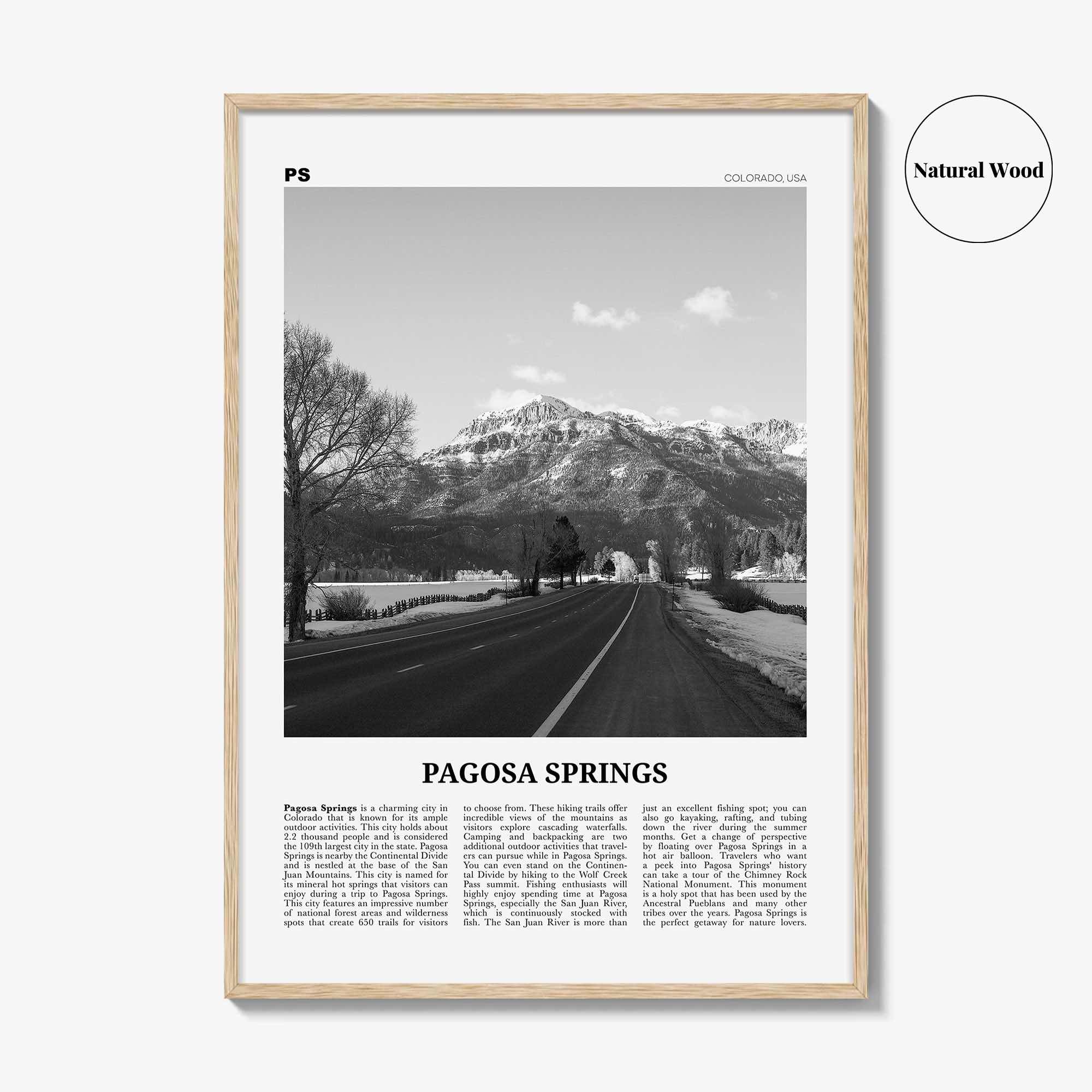 Pagosa Springs Print Black and White, Pagosa Springs Wall Art, Pagosa Springs Poster, Pagosa Springs Photo, Colorado, USA