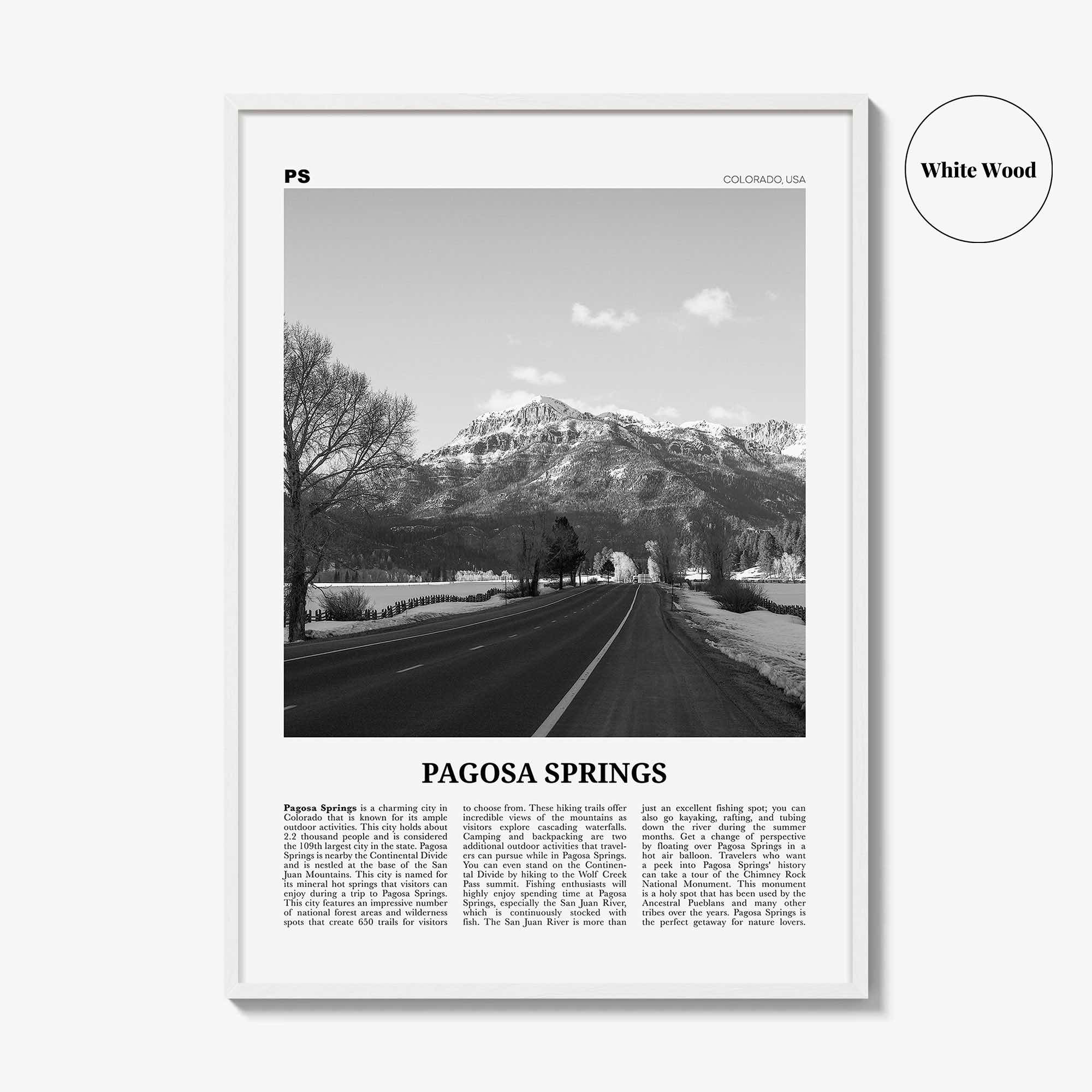 Pagosa Springs Print Black and White, Pagosa Springs Wall Art, Pagosa Springs Poster, Pagosa Springs Photo, Colorado, USA