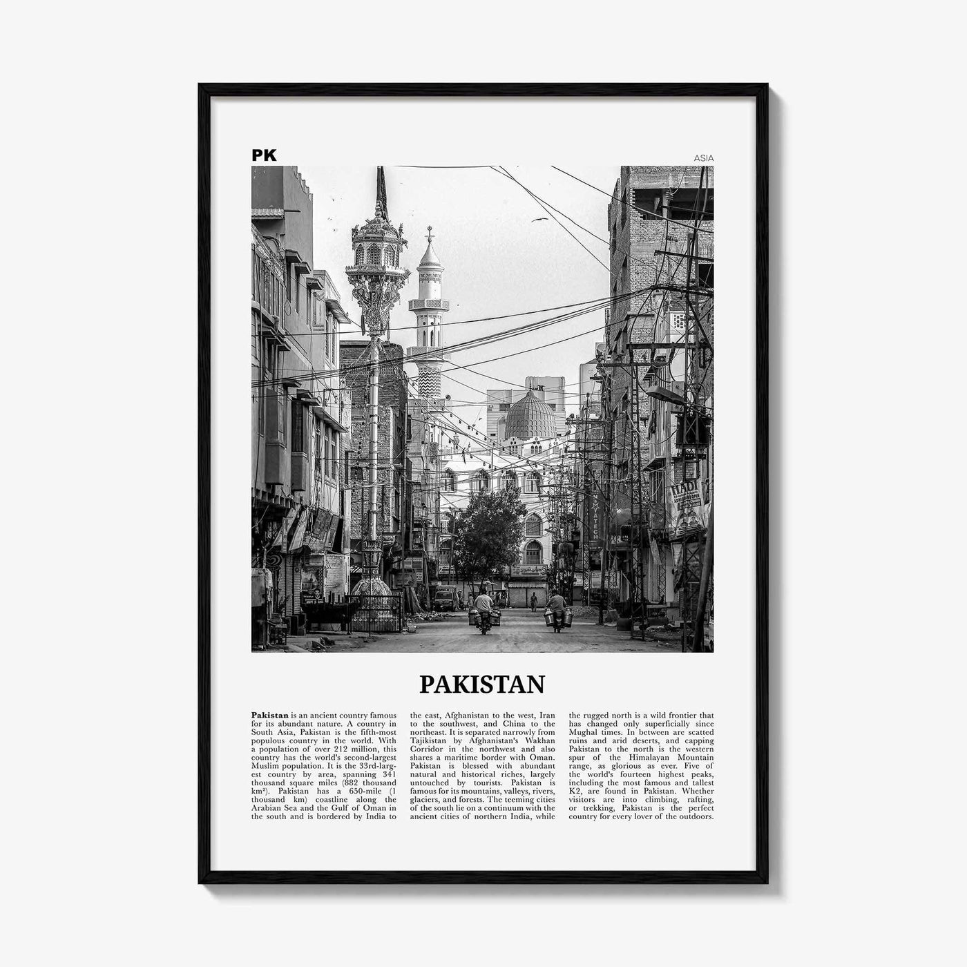 Pakistan Print Black and White No 1, Pakistan Wall Art, Pakistan Poster, Pakistan Photo, Pakistan Wall Decor, Pākistān, Asia