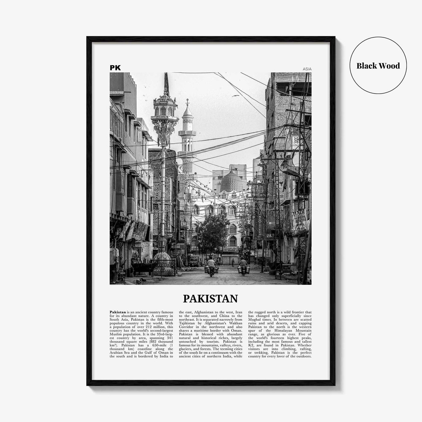 Pakistan Print Black and White No 1, Pakistan Wall Art, Pakistan Poster, Pakistan Photo, Pakistan Wall Decor, Pākistān, Asia