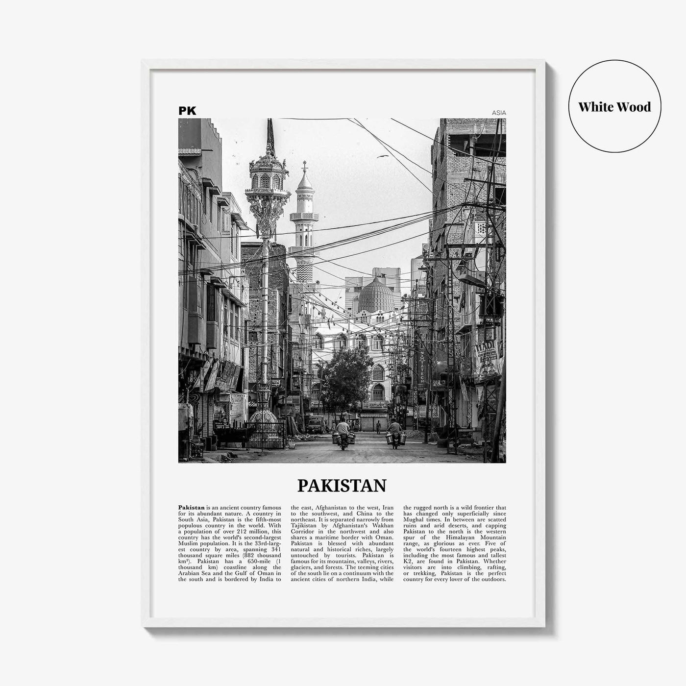 Pakistan Print Black and White No 1, Pakistan Wall Art, Pakistan Poster, Pakistan Photo, Pakistan Wall Decor, Pākistān, Asia