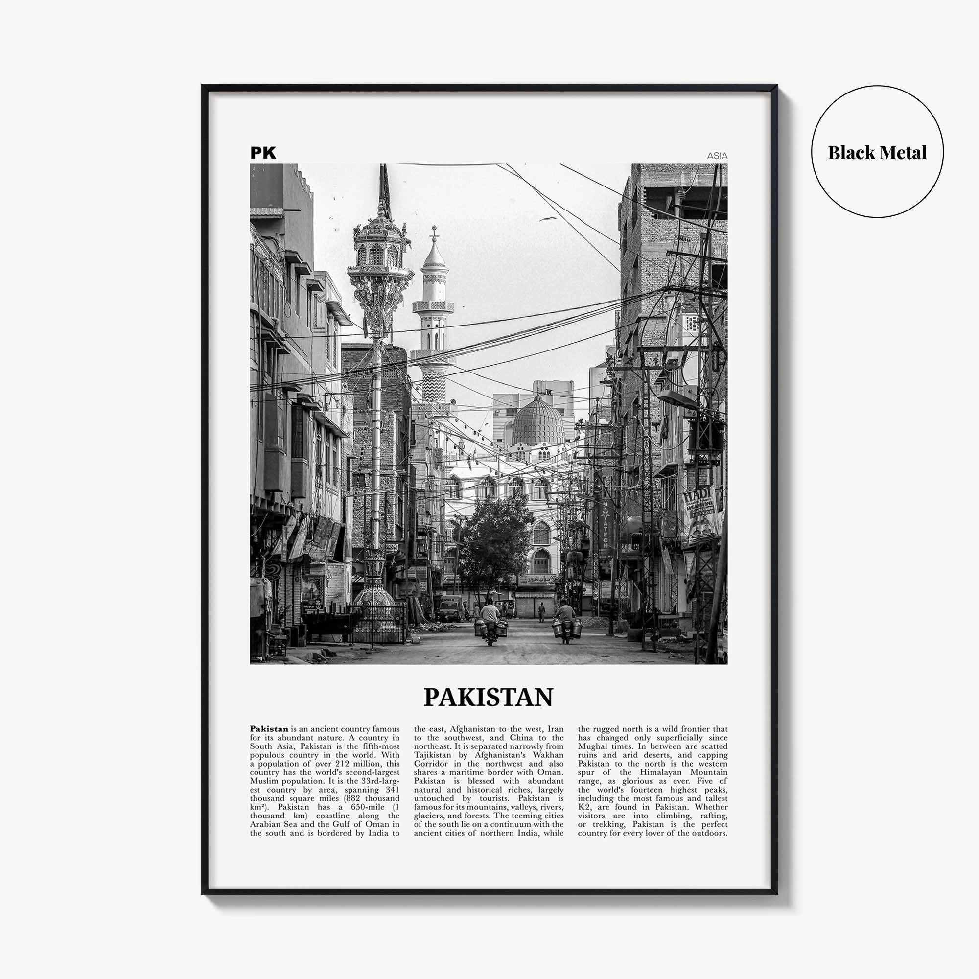 Pakistan Print Black and White No 1, Pakistan Wall Art, Pakistan Poster, Pakistan Photo, Pakistan Wall Decor, Pākistān, Asia