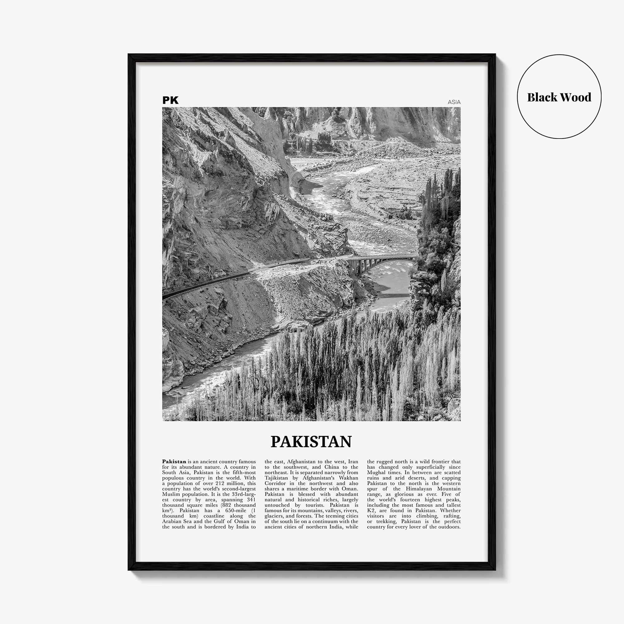 Pakistan Print Black and White No 2, Pakistan Wall Art, Pakistan Poster, Pakistan Photo, Pakistan Wall Decor, Pākistān, Asia