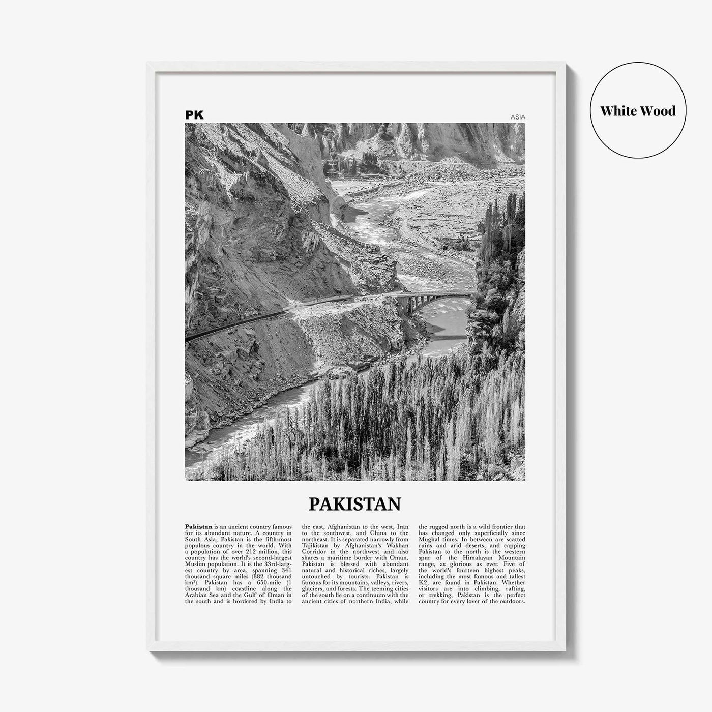 Pakistan Print Black and White No 2, Pakistan Wall Art, Pakistan Poster, Pakistan Photo, Pakistan Wall Decor, Pākistān, Asia