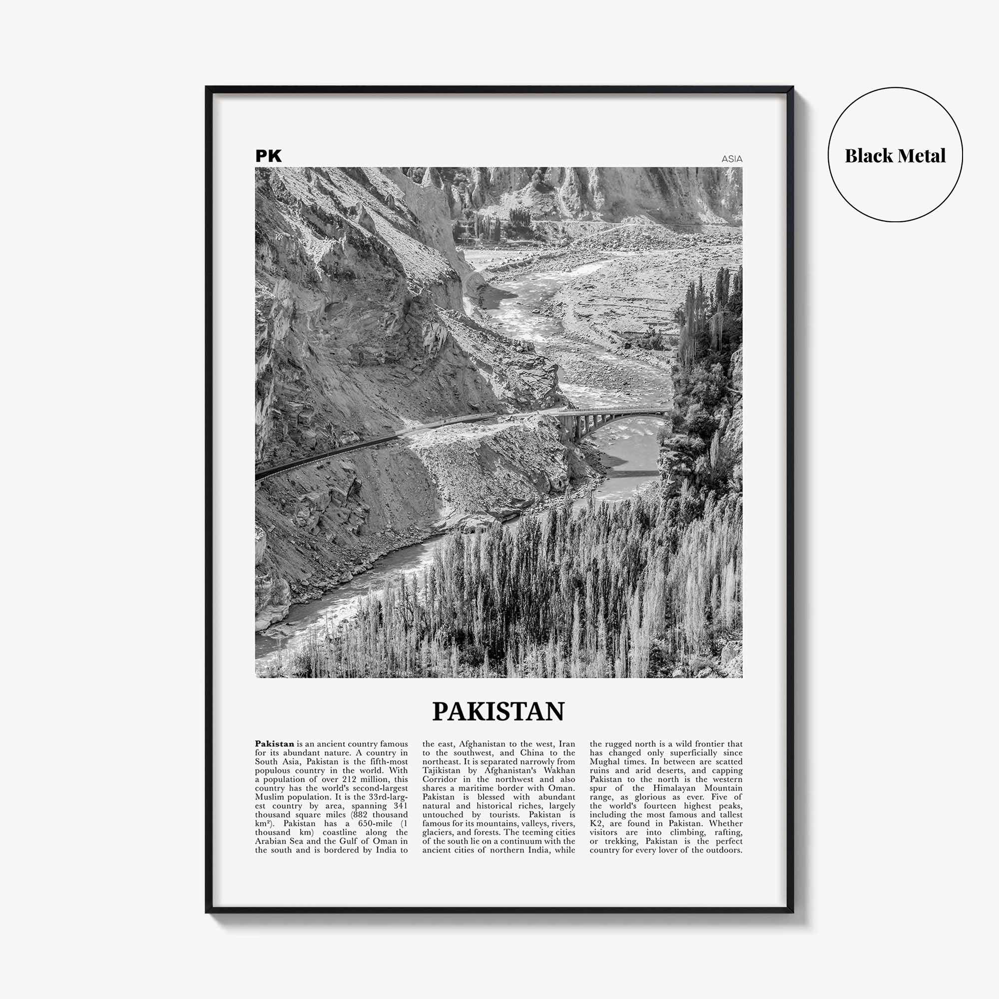 Pakistan Print Black and White No 2, Pakistan Wall Art, Pakistan Poster, Pakistan Photo, Pakistan Wall Decor, Pākistān, Asia