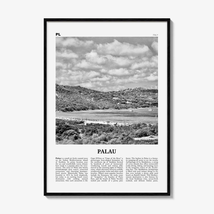 Palau Print Black and White Italy, Palau Wall Art, Palau Poster, Palau Photo, Palau Wall Decor, Italy, Italia, Sardinia, Sassari