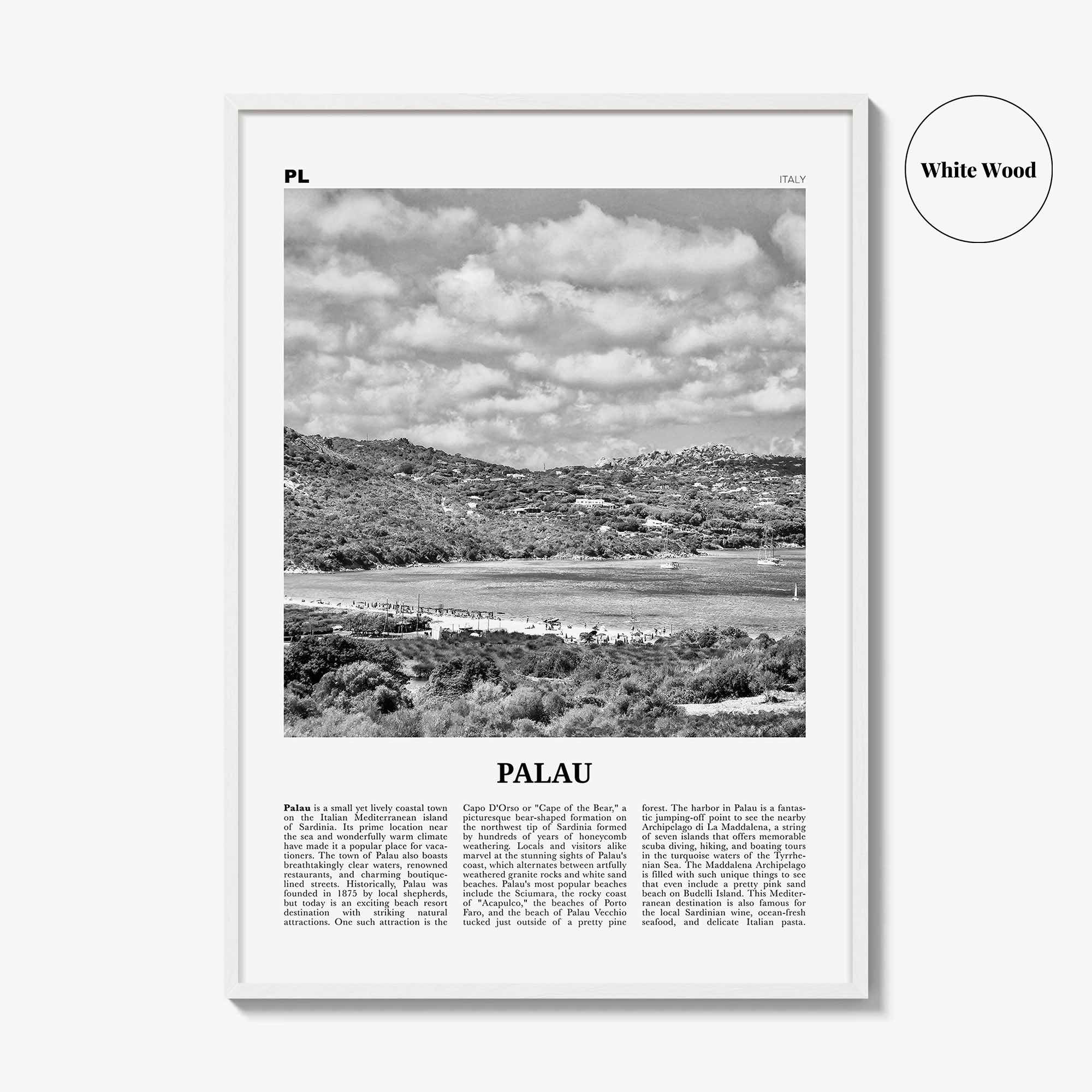 Palau Print Black and White Italy, Palau Wall Art, Palau Poster, Palau Photo, Palau Wall Decor, Italy, Italia, Sardinia, Sassari