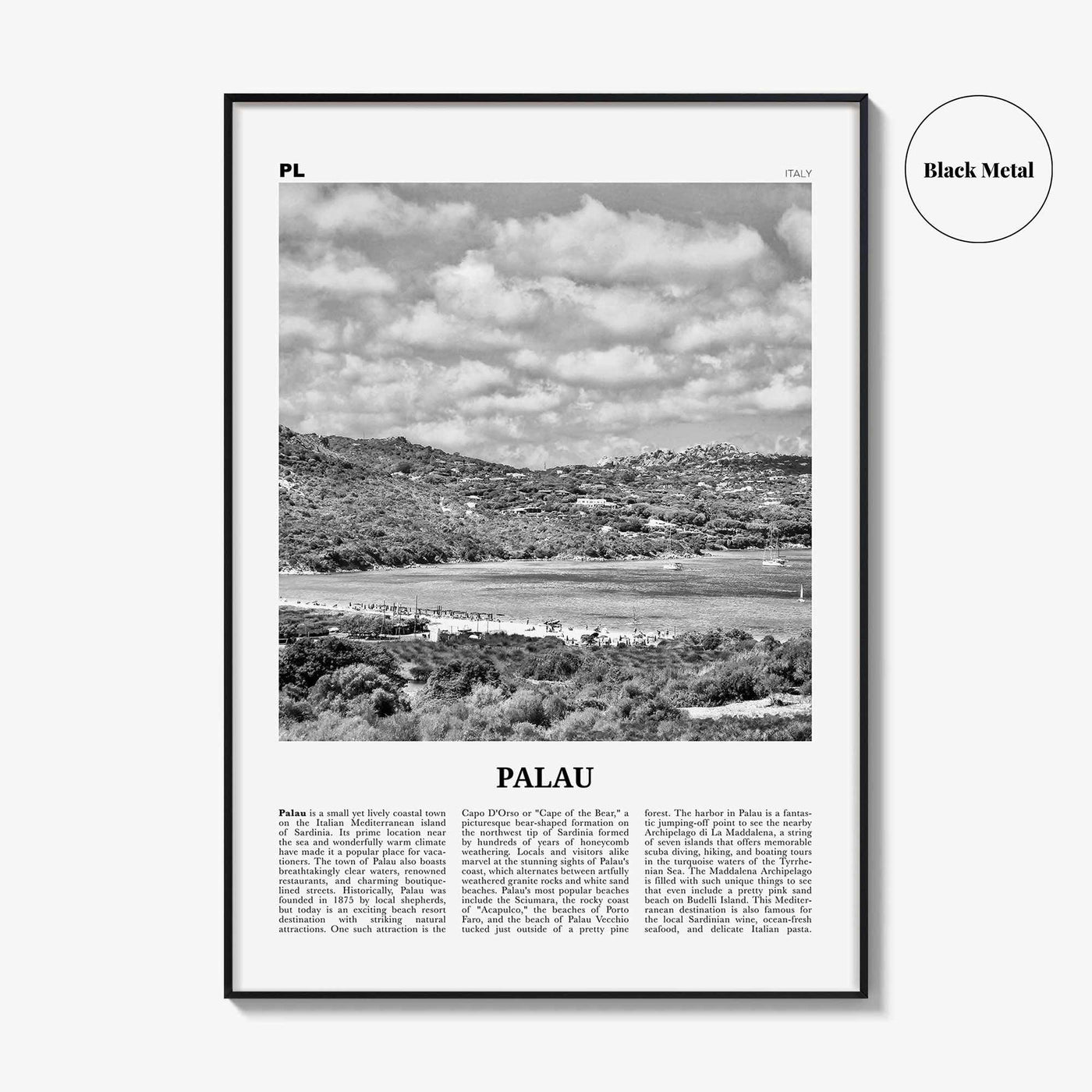 Palau Print Black and White Italy, Palau Wall Art, Palau Poster, Palau Photo, Palau Wall Decor, Italy, Italia, Sardinia, Sassari