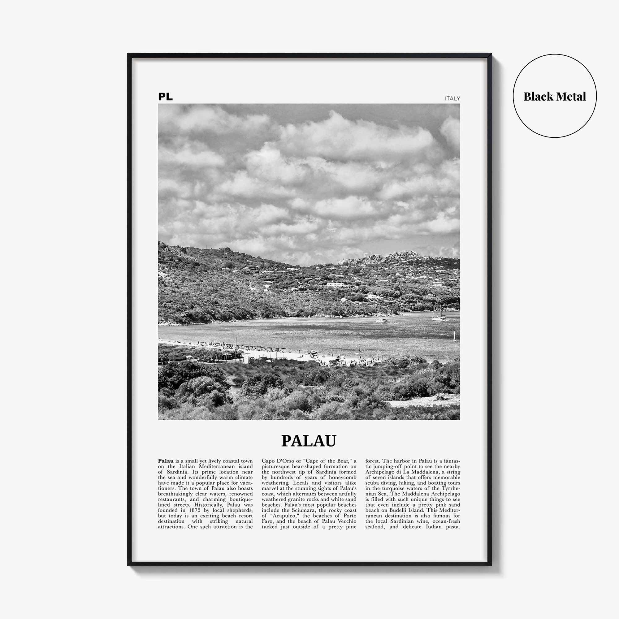 Palau Print Black and White Italy, Palau Wall Art, Palau Poster, Palau Photo, Palau Wall Decor, Italy, Italia, Sardinia, Sassari