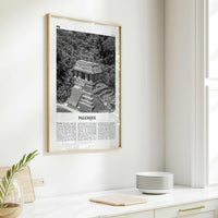 Palenque Print Black and White, Palenque Wall Art, Palenque Poster, Palenque Photo, Palenque Wall Décor, Palenque Map, Mexico