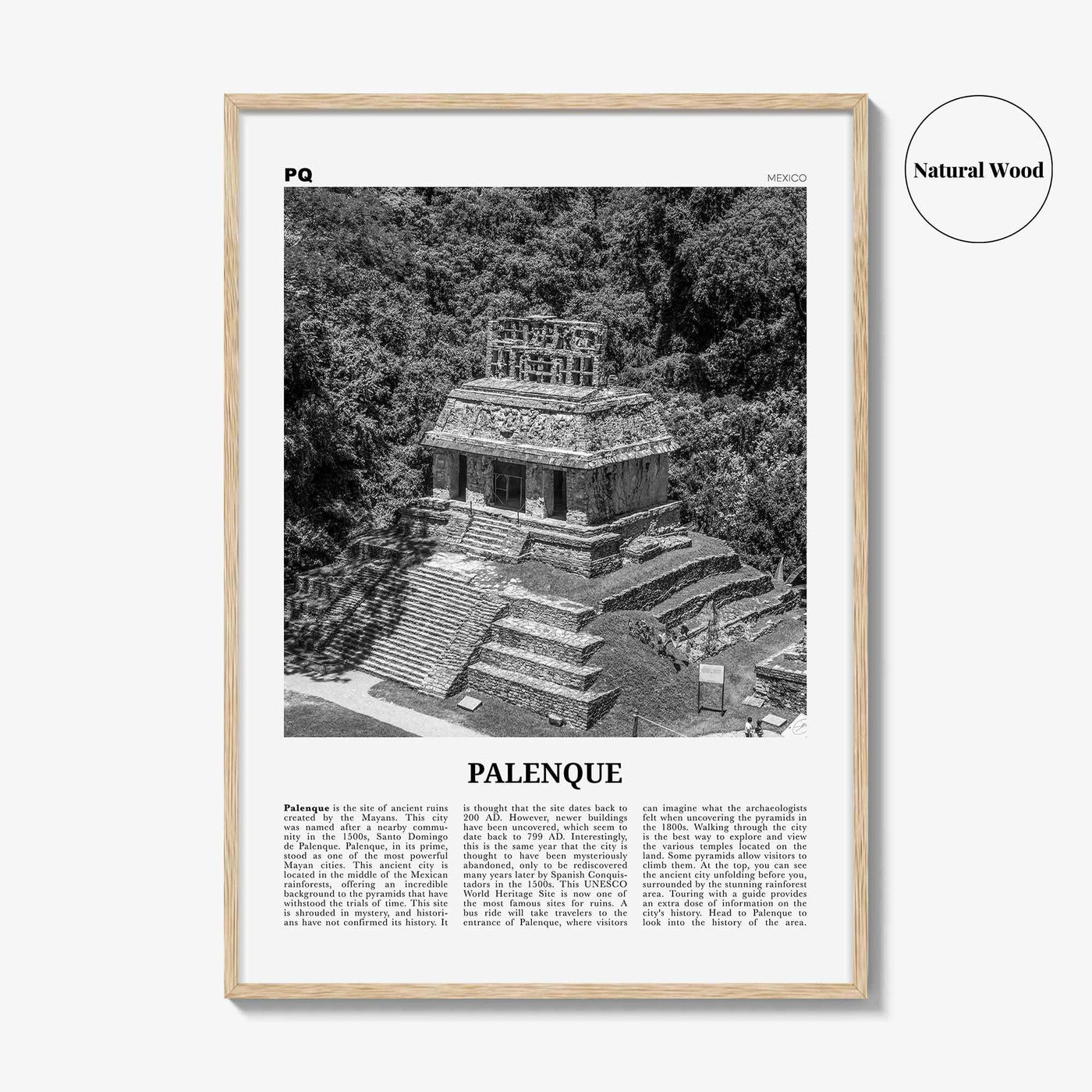 Palenque Print Black and White, Palenque Wall Art, Palenque Poster, Palenque Photo, Palenque Wall Décor, Palenque Map, Mexico
