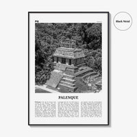 Palenque Print Black and White, Palenque Wall Art, Palenque Poster, Palenque Photo, Palenque Wall Décor, Palenque Map, Mexico
