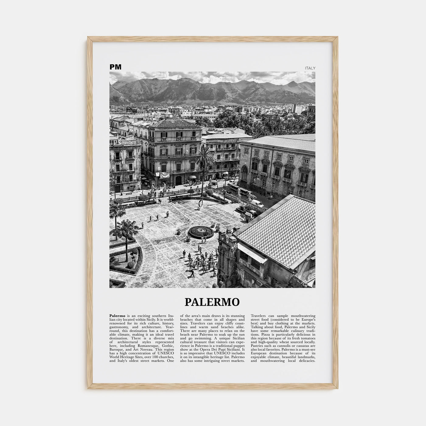 Palermo Travel B&W Poster