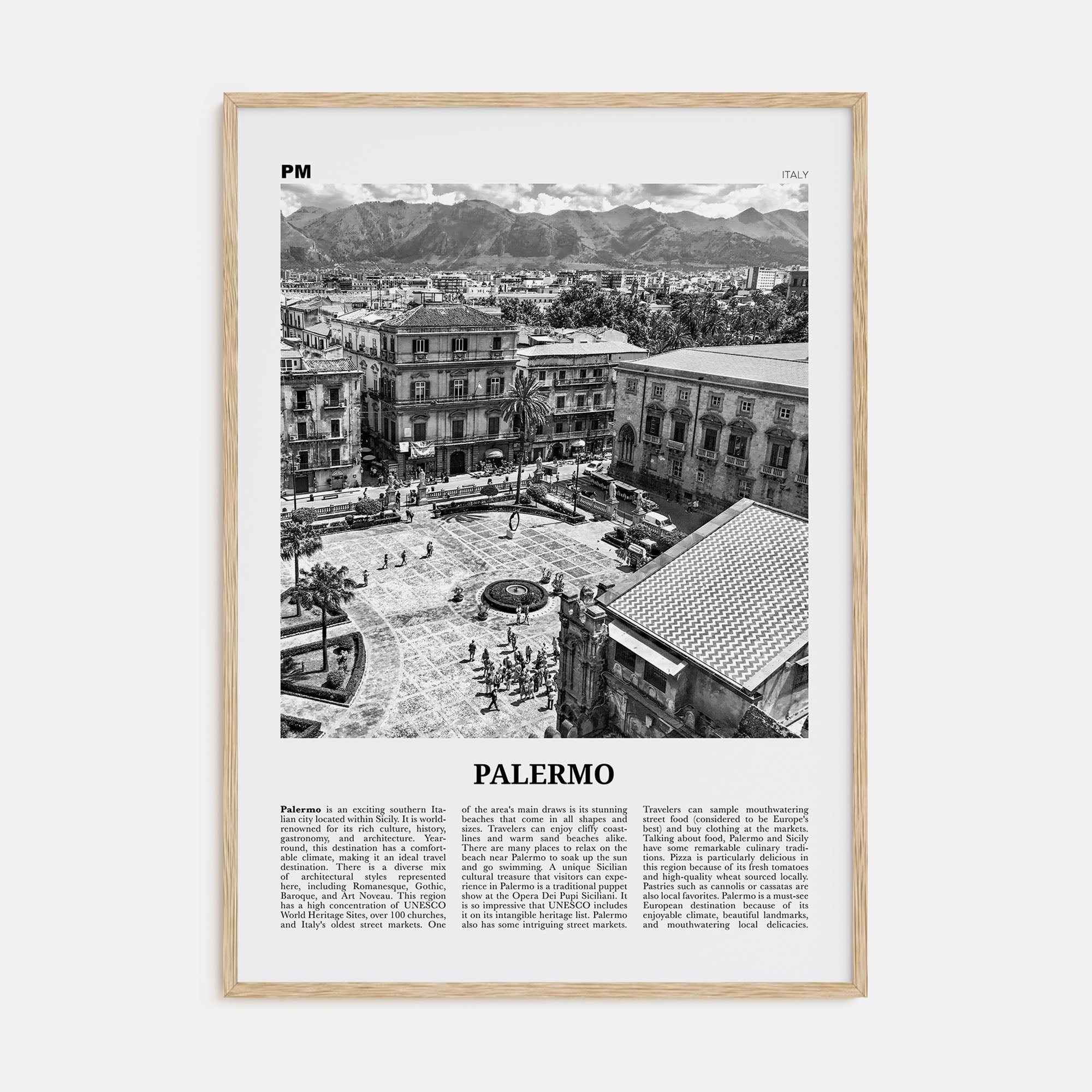 Palermo Travel B&W Poster