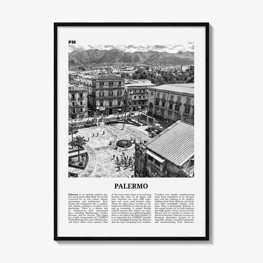 Palermo Print Black and White, Palermo Wall Art, Palermo Poster, Palermo Photo, Palermo Wall Décor, Italy, Italia, Palermu, Sicily